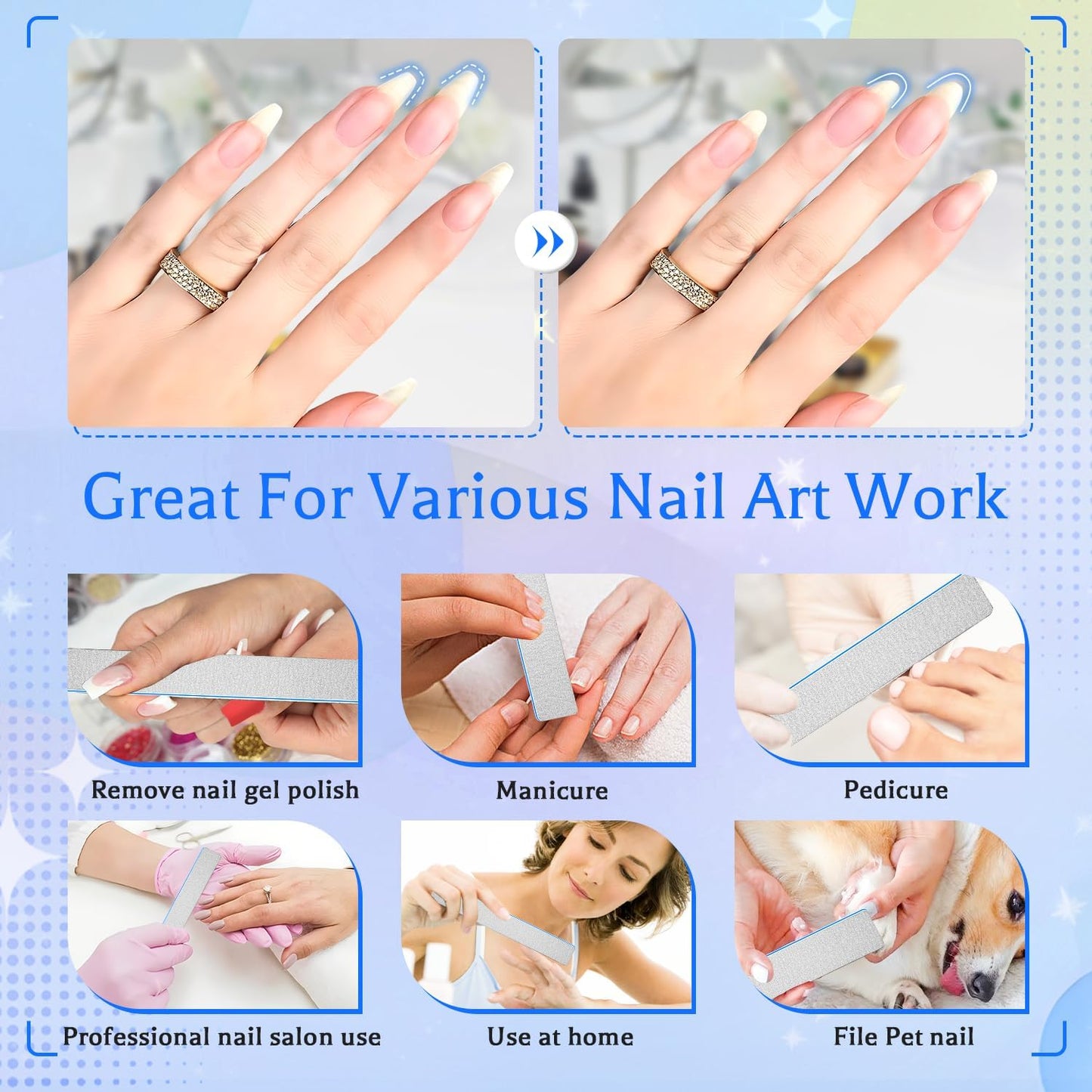 Nail Files 25pcs-Nail File 60/60 Grit for Acrylic Nails,Super Rough Nail Files Emery Boards for Artificial Nails, Fake Nails, Professional Double Sided Jumbo Zebra Nail File