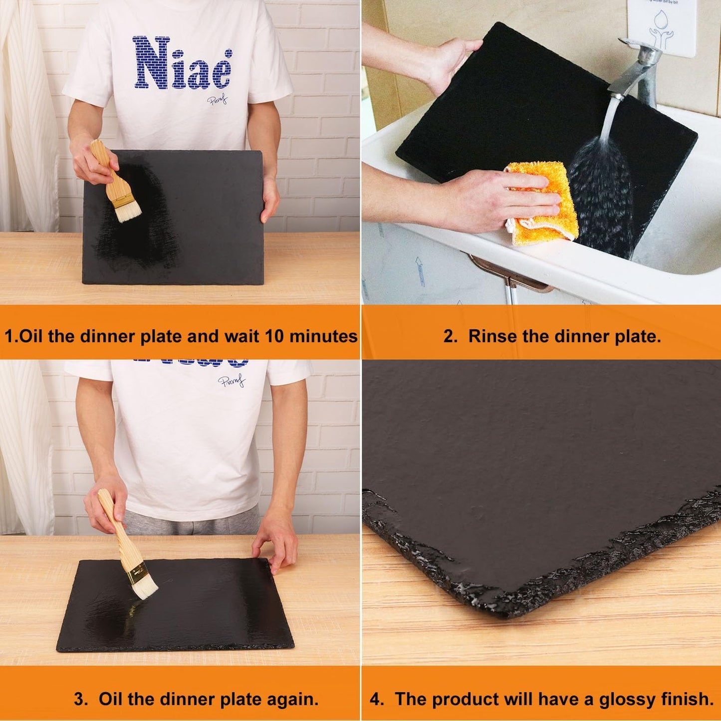 3 Pack 12 x 16 Inch Slate Cheese Boards, Black Square Slate Charcuterie Boards, Natural Charcuterie Stone Plates for Parties, Gifts, and Special Events, Cheese, Sushi, Food.