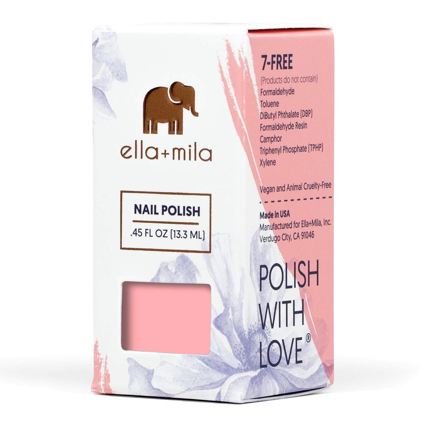 ella+mila Professional, Quick Dry, Long-Lasting & Chip-Resistant Pink Nail Polishes (Tea Rose - 0.45 fl oz)