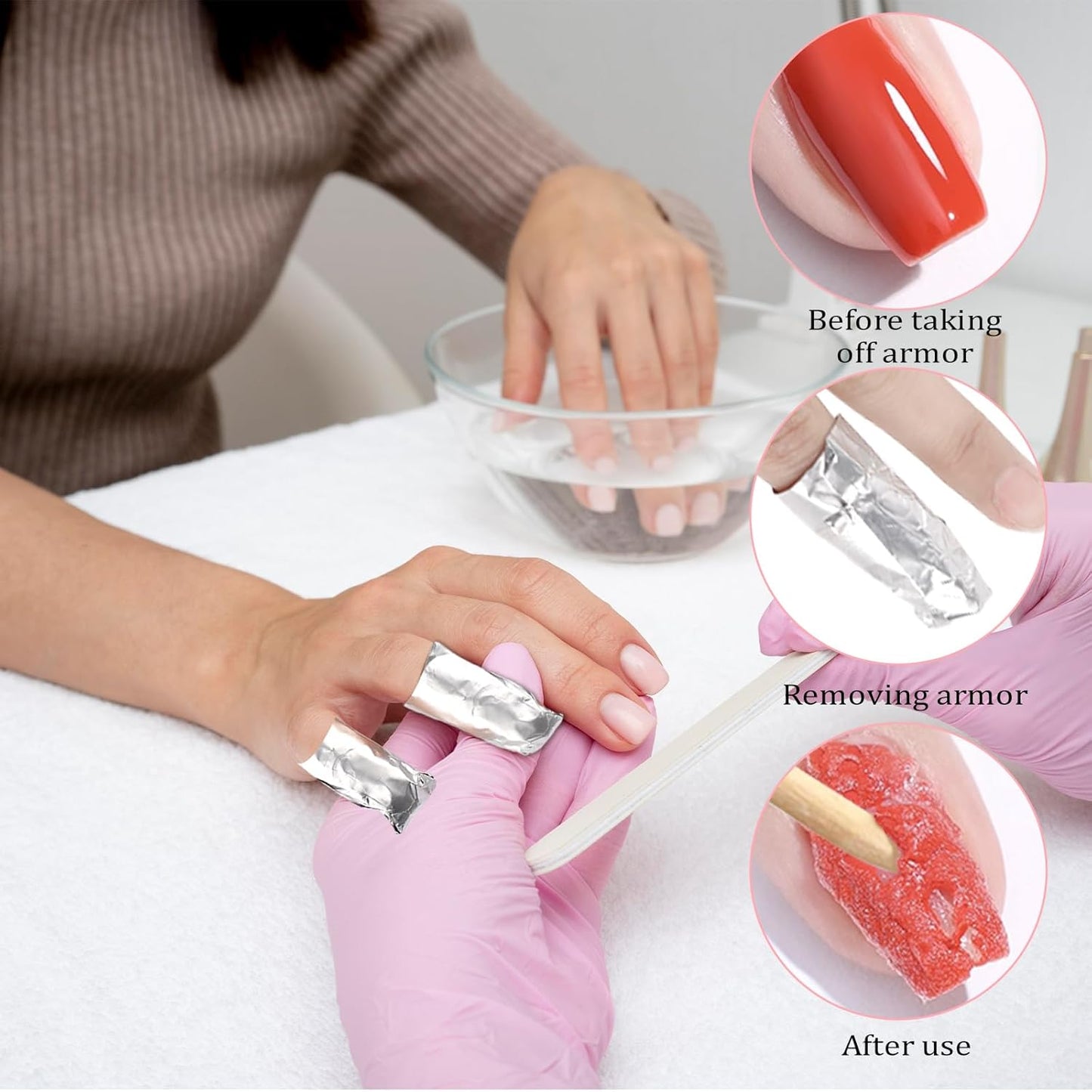 200 Pcs Gel Nail Polish Remover, Gel Nail Foil Wraps Soak Off Foils Cotton Pads, Nail Remover Foil Wraps, Nail Polish Gel Remover for Soak off Gel Polish Removing with Cuticle Pusher/Cuticle Sc raper