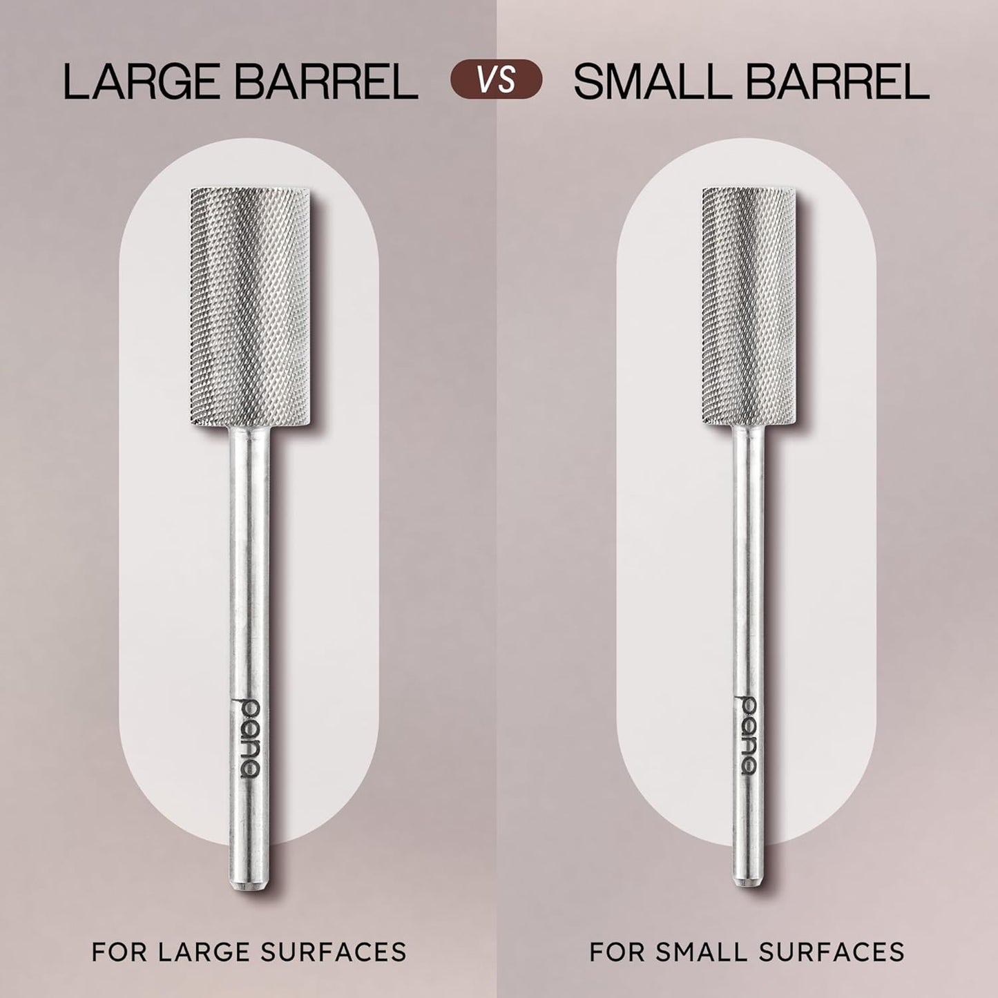 PANA Flat Top Large Barrel 3/32" Shank Size - (Silver, Extra Fine Grit) - Fast remove Acrylic or Hard Gel Nail Drill Bit for Manicure Pedicure Salon Professional or Beginner