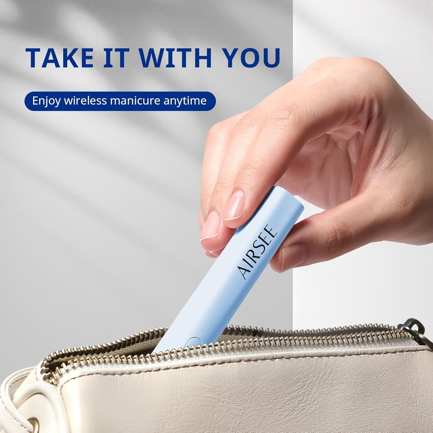 AIRSEE Mini Handheld UV Light,Portable Rechargeable Nail Lamps,2 Timers for Fast Nail Extension,Rhinestone Glue Decoration,Gel Strips at Home,Travel(Blue)