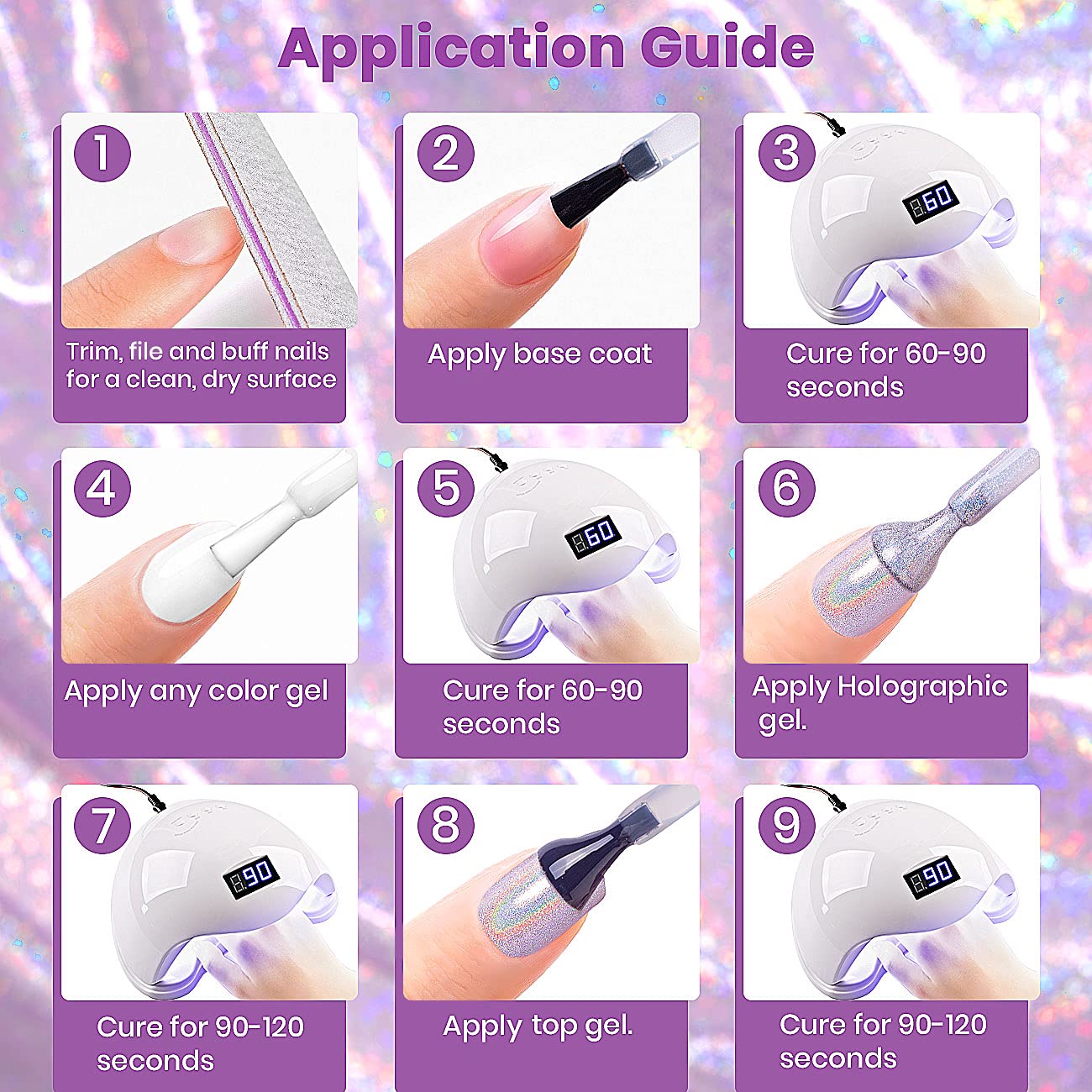 RARJSM Holographic Nail Polish Glitter Pink Gorgeous Glossy 1 Pcs 7.5ml Sparkling Gel Polish Curing Required for Four Seasons Salon Nail Art DIY Home RAR69