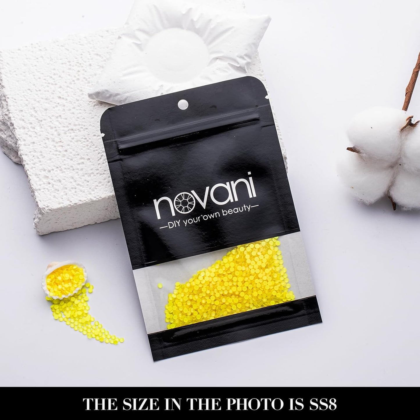 Novani 3000 Pieces Flatback Rhinestones Glass Round Gems Neon-Yellow Crystals for Nail Art DIY Crafts Clothes Shoes,SS8,2.3-2.5mm