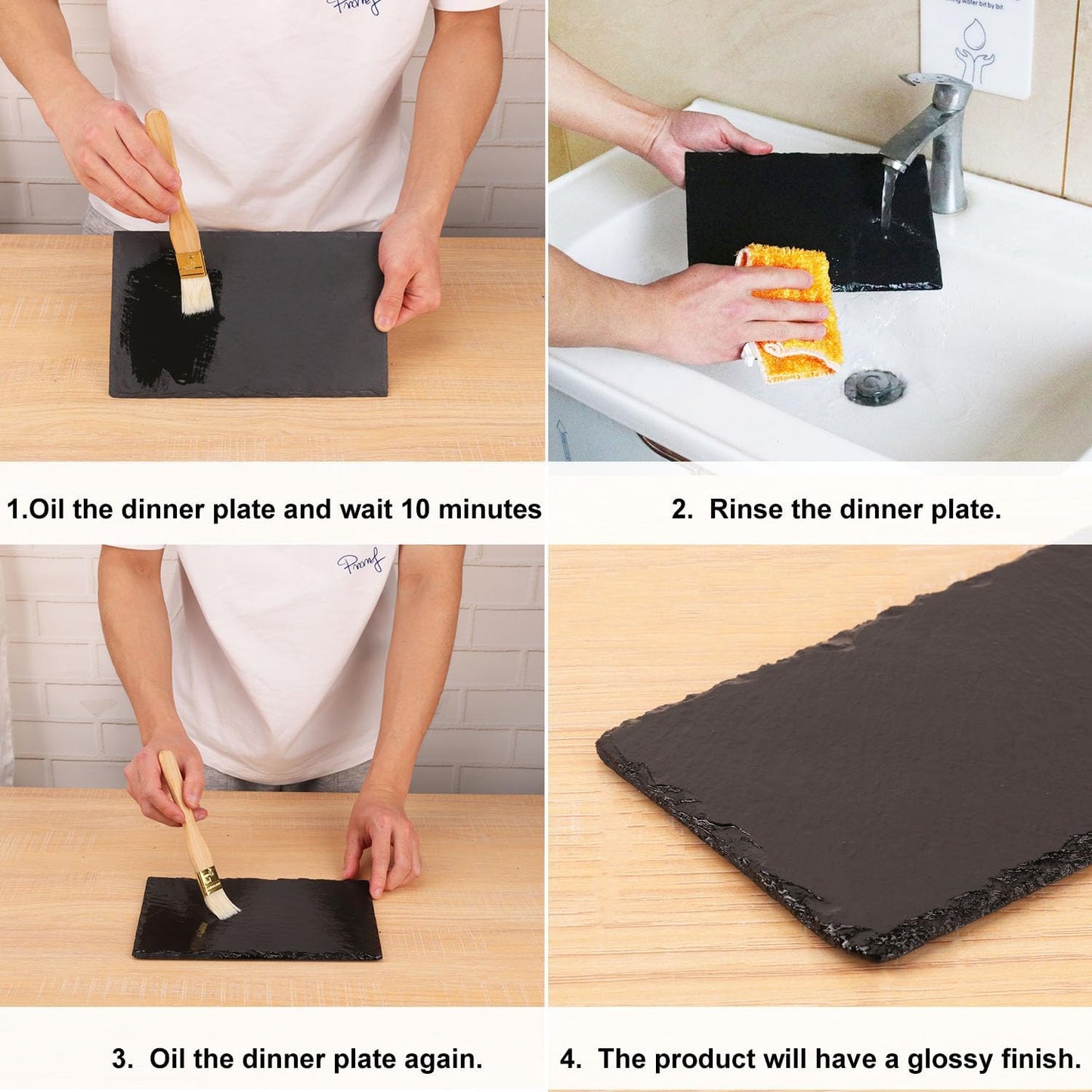 8 Pack 10 x 6 Inch Slate Cheese Boards, Black Rectangle Slate Charcuterie Boards, Natural Charcuterie Stone Plates for Parties, Gifts, and Special Events, Cheese, Sushi, Food.