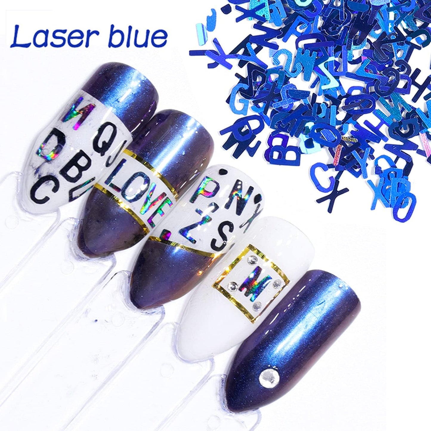 12 Colors Letters Nail Art Glitters Sequins Laser Gold 3D Flakes Alphabet Designs Accessories for Women Girls Manicure Tips Decorations Shine Stickers Decals