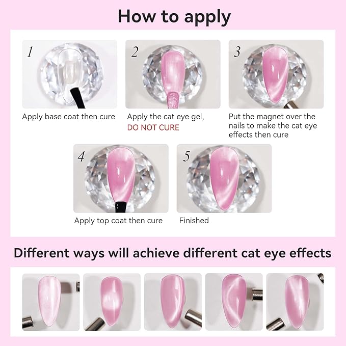 Cat Eye Gel Nail Polish, Moonlight Glitter Holographic Cateye Nail Polish with Magnet 12ML, Magnetic Mirror Glass Ceramics Smoothie UV Gel for Nail Art Manicure DIY at Home