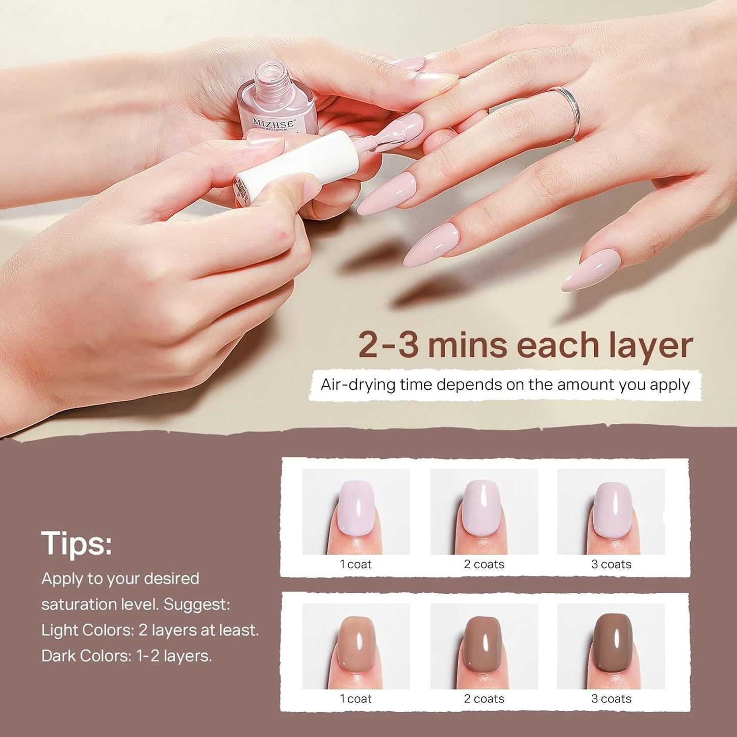 MIZHSE Quick Dry Nail Polish Set, 24 Colors Fall Winter Regular Nail Polish Non Gel, Air Dry Fast Trendy Glitter Bulk Gray Brown Nail Lacquer Oil-based Fingernail Toe Home DIY Gift for Women