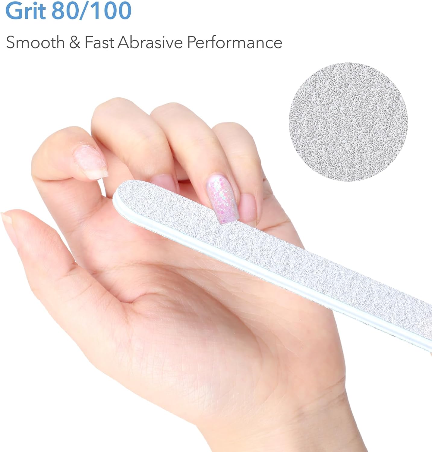 Nail Files, 50 PCS Fingernail Files 7" Long 80/100 Grit Emery Boards for Nails - Professional Nail File Bulk Washable for Acrylic, Gel, Dip Powder, and Poly Gel Nails