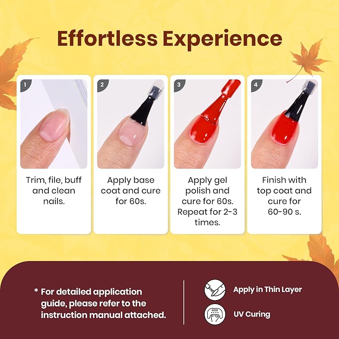 Beetles Fall Gel Nail Polish Set – 6 Colors Red Purple Orange Yellow Green Gel Polish Kit, Soak Off UV LED Gel Nail Polish for Fall Manicure Nail Art Gift for Women