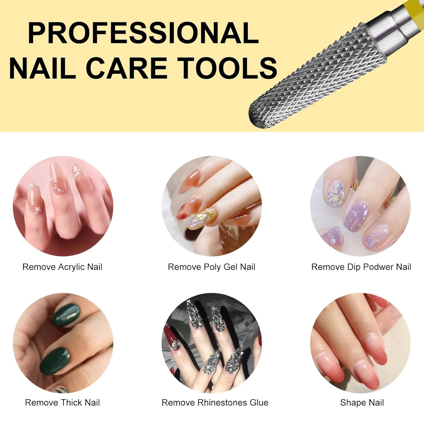 Tapered Nail Drill Bits,Cone Shape Tungsten Carbide Electronic Nail Drill Bit for Acrylic Gel Nails Dual Nail Form Remove,3/32 Inch Nail Bit for E-File Nail Drill(Extra Fine)