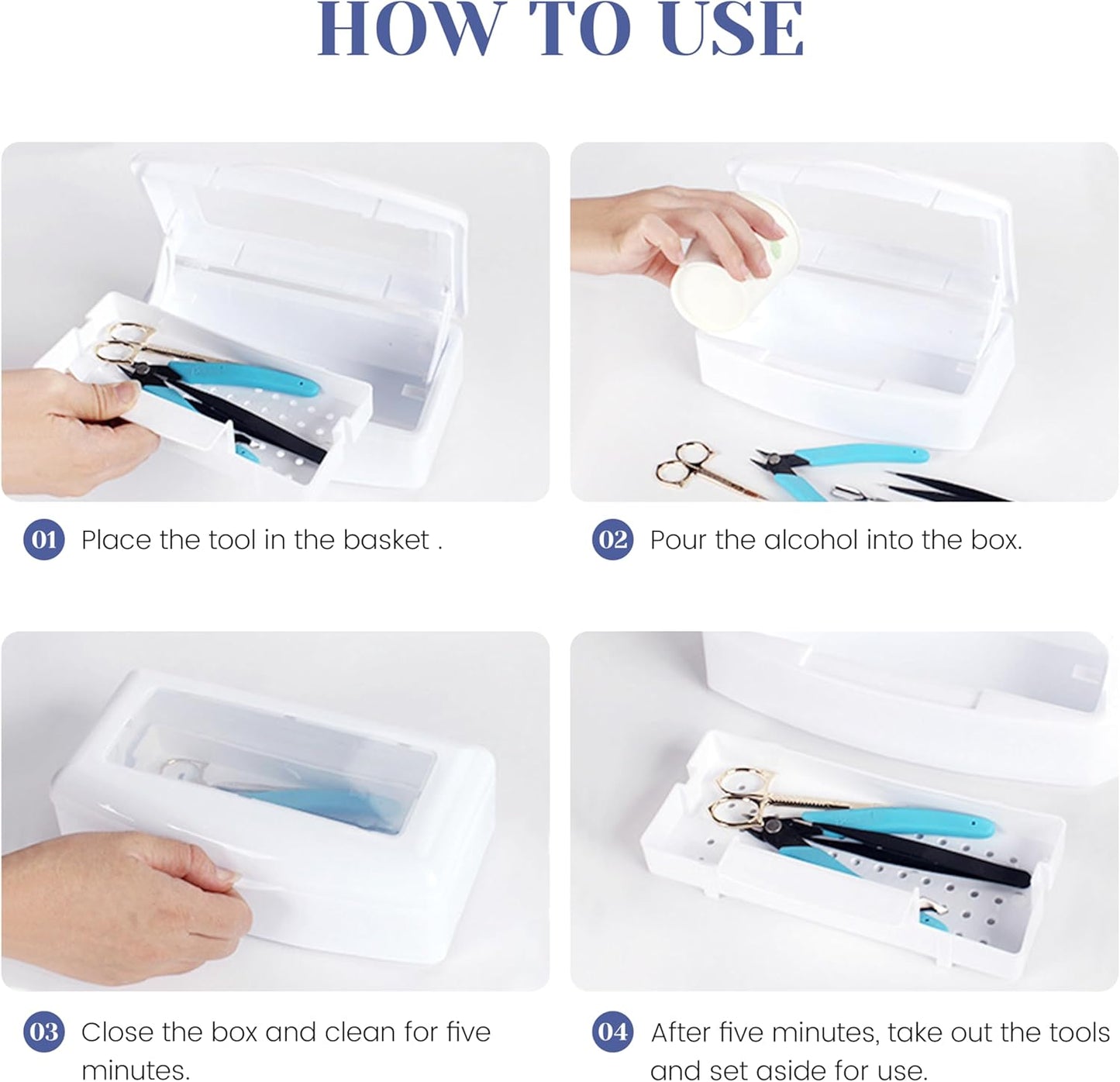 Nail Tool Sterilizers Nail Soaking Tray Box Cleaner Pot for Eyelash Scissors Tweezers Nail Art Tools Manicure Lash Soaking Tray Clean Box