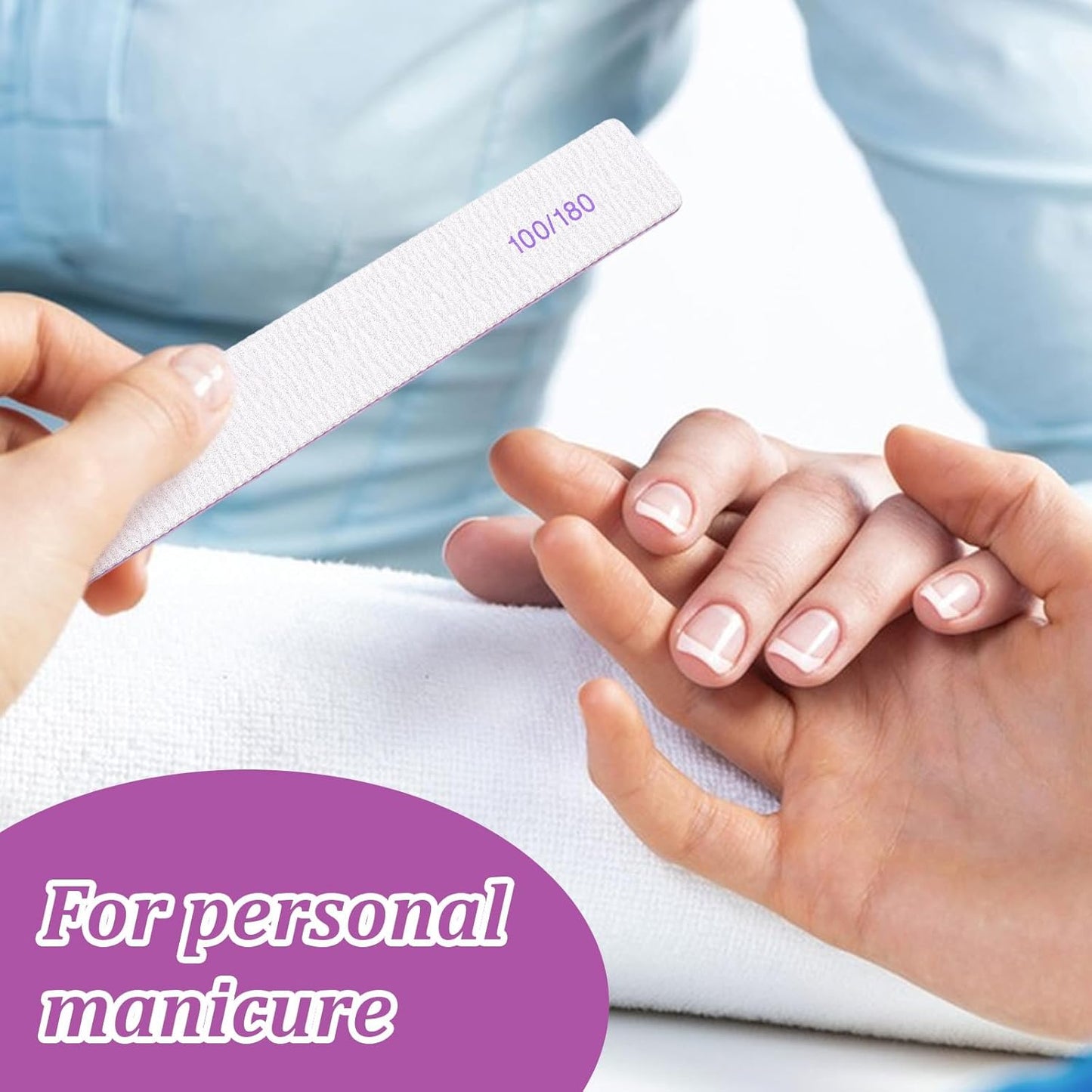 150 Pcs Nail Files 100/180 Grit Double Sides Professional Reusable Emery Board Nail Files for Acrylic Manicure Tools Suit for Home Salon