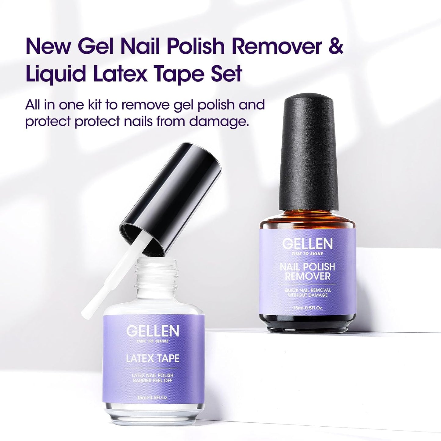 Gellen Gel Nail Polish Remover Kit, Gel Polish Remover with Liquid Latex for Nails, Quick & Easy Remover for Nails in 3-5 mins, No Need Soaking Or Wrapping