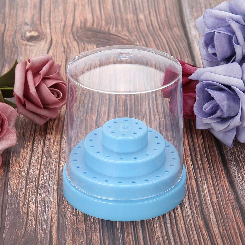 Sonew 48 Holes Nail Drill Holder Professional Nail Art Plastic Drill Stand for Nail Art Drill Bit Organizer Box Holder(Blue)