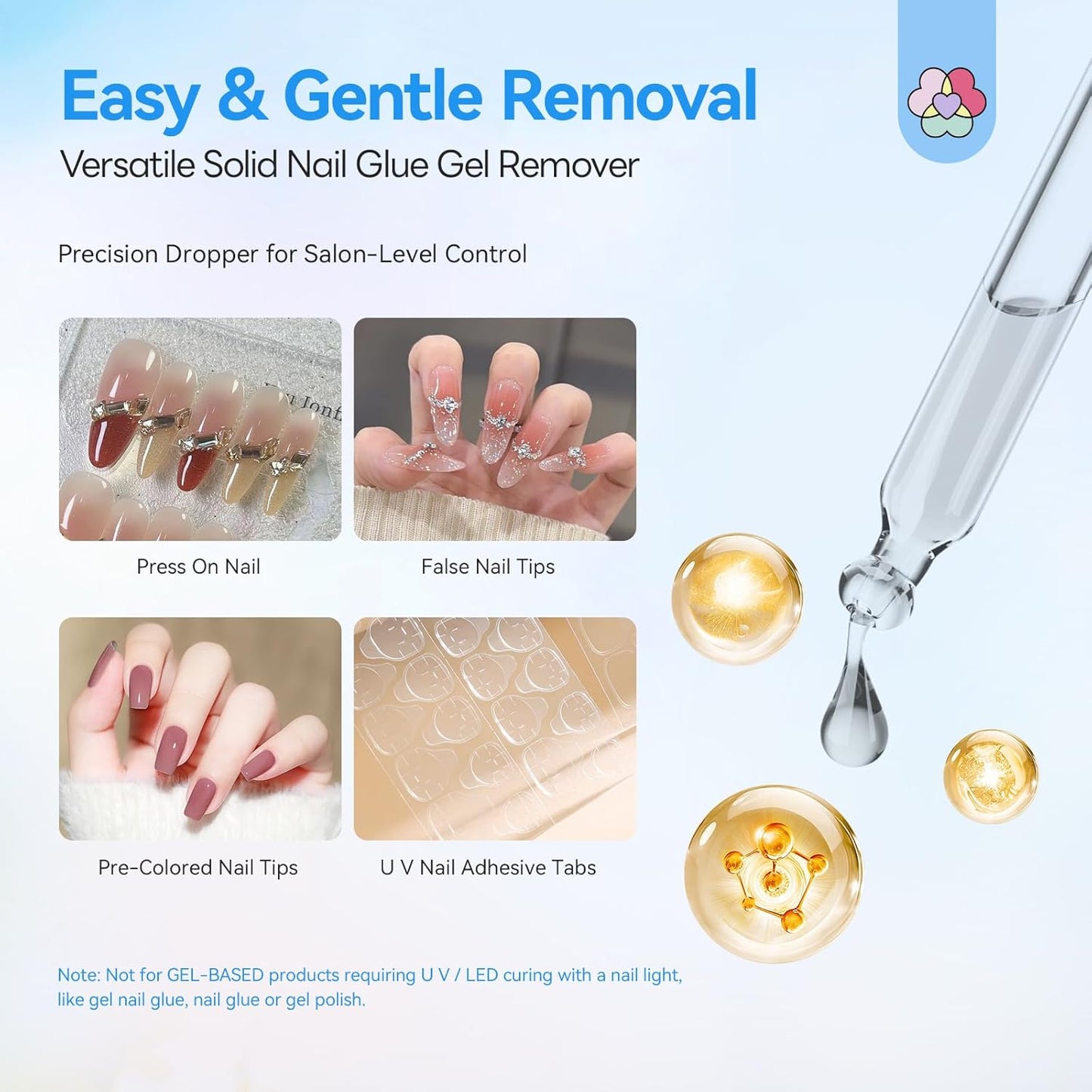 SAVILAND Advanced Nail Glue Remover: 50 ML Solid Nail Glue Gel Remover for Press On Nails Gentle & Easy with Castor Oil VE Gentle Non-Drying Odor-Free Non-Acetone Glue Remover Not for Gel Polish
