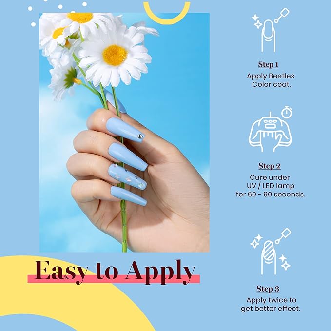 Beetles Baby Blue Gel Polish, 15ml Blue Gel Nail Polish Soak Off Nail Art Manicure Salon DIY Design at Home Gifts for Woman