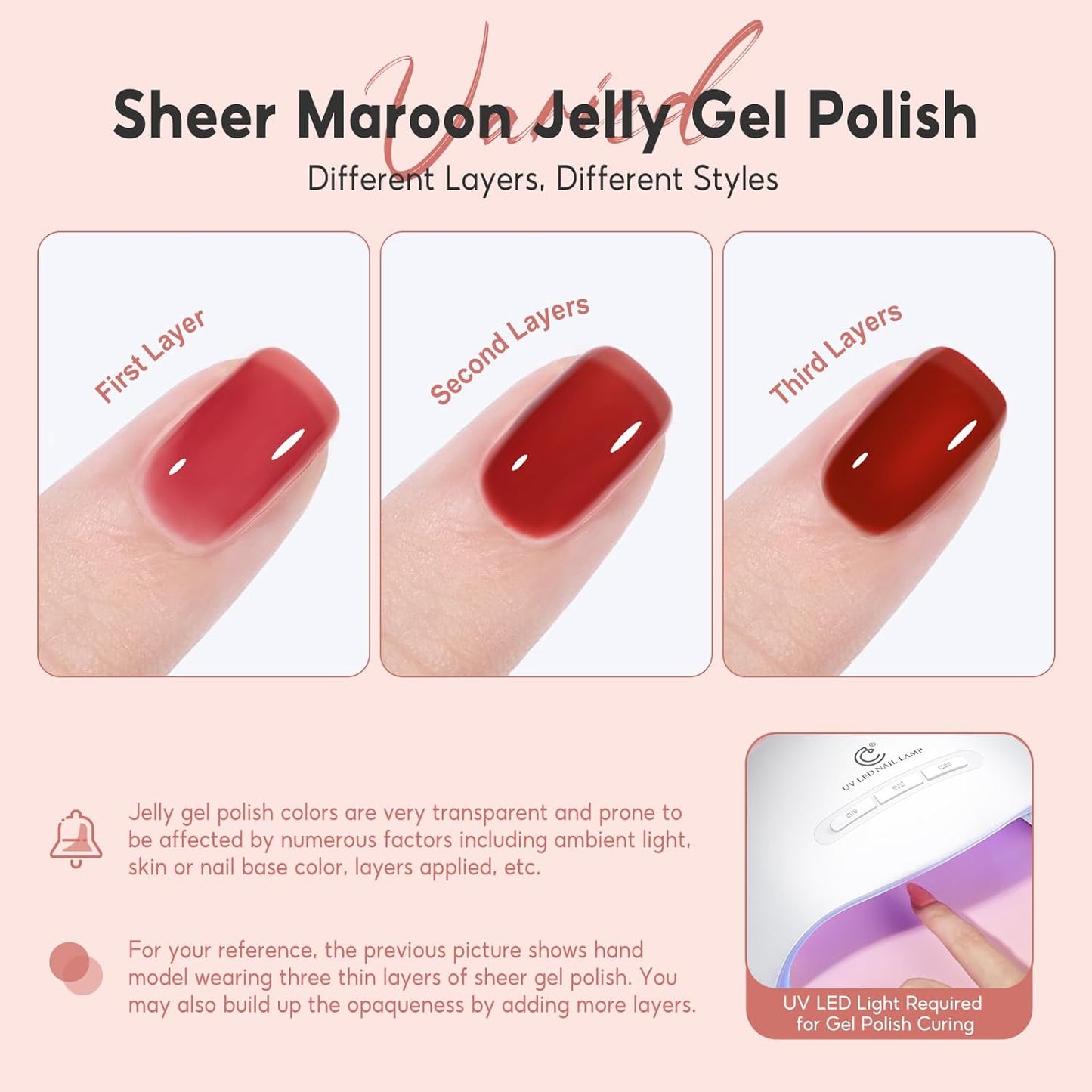 PEACECOLOR Fall Jelly Gel Polish Set 6 Colors Red Brown Gel Nail Polish Autumn Colors Nail Starter Kit Soak Off for Women Home Salon Design