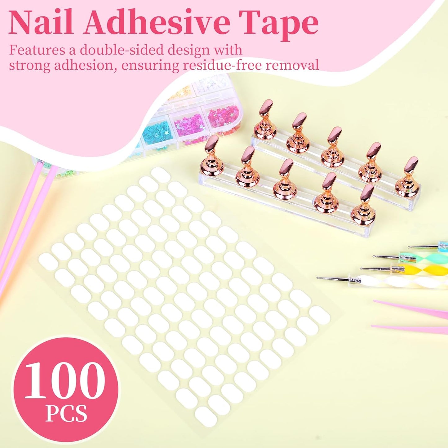 vivinin 25PCS Nail Art Tools Set, Includes Nail Art Brushes, Nail Stand, Dotting Tools, Striping Liner Fingernail Drawing Pens, Jelly Glue, tweezers, Sequins, Professional Nail Art Supplies Kit