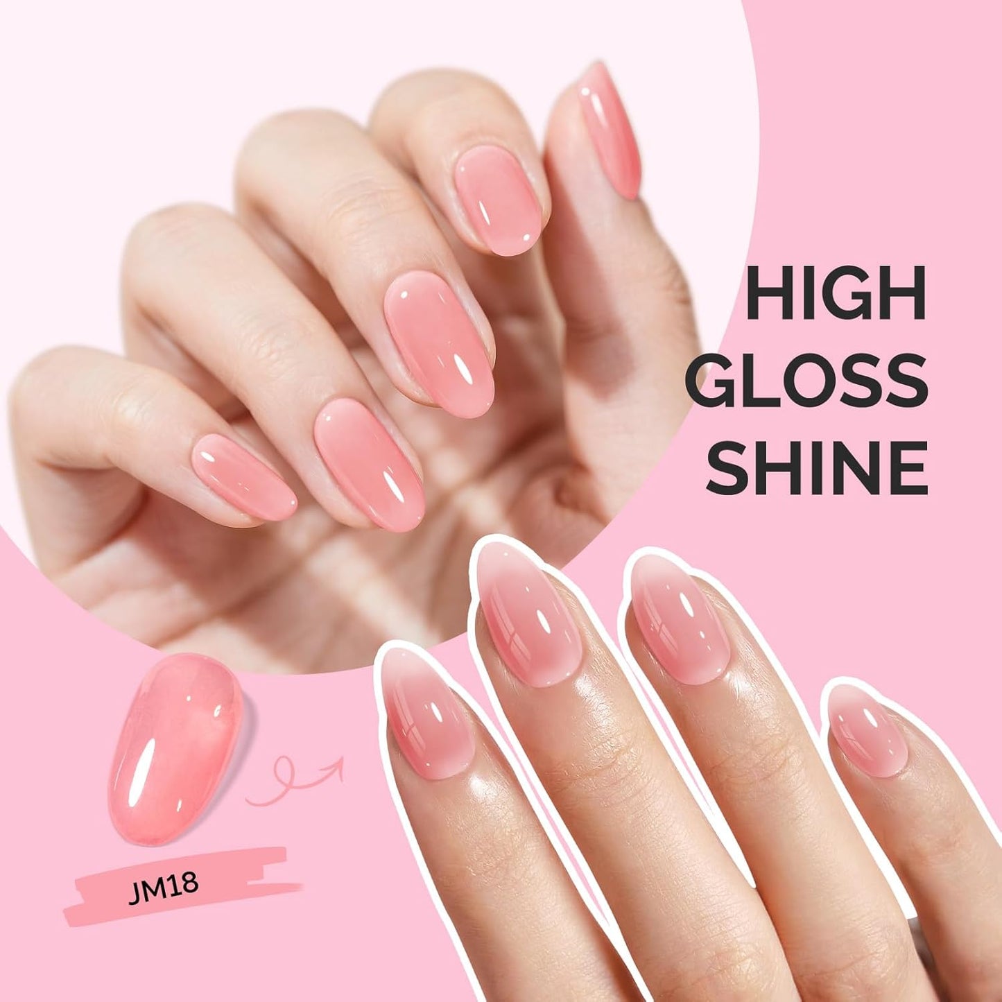 MelodySusie Jeweliver Gel Nail Polish, 0.5Fl.oz Rose Pink Milky Gel Polish Nude Pastel Color Soak Off UV LED Light Cure Gift for Women Manicure Nail Art DIY at Home JM18