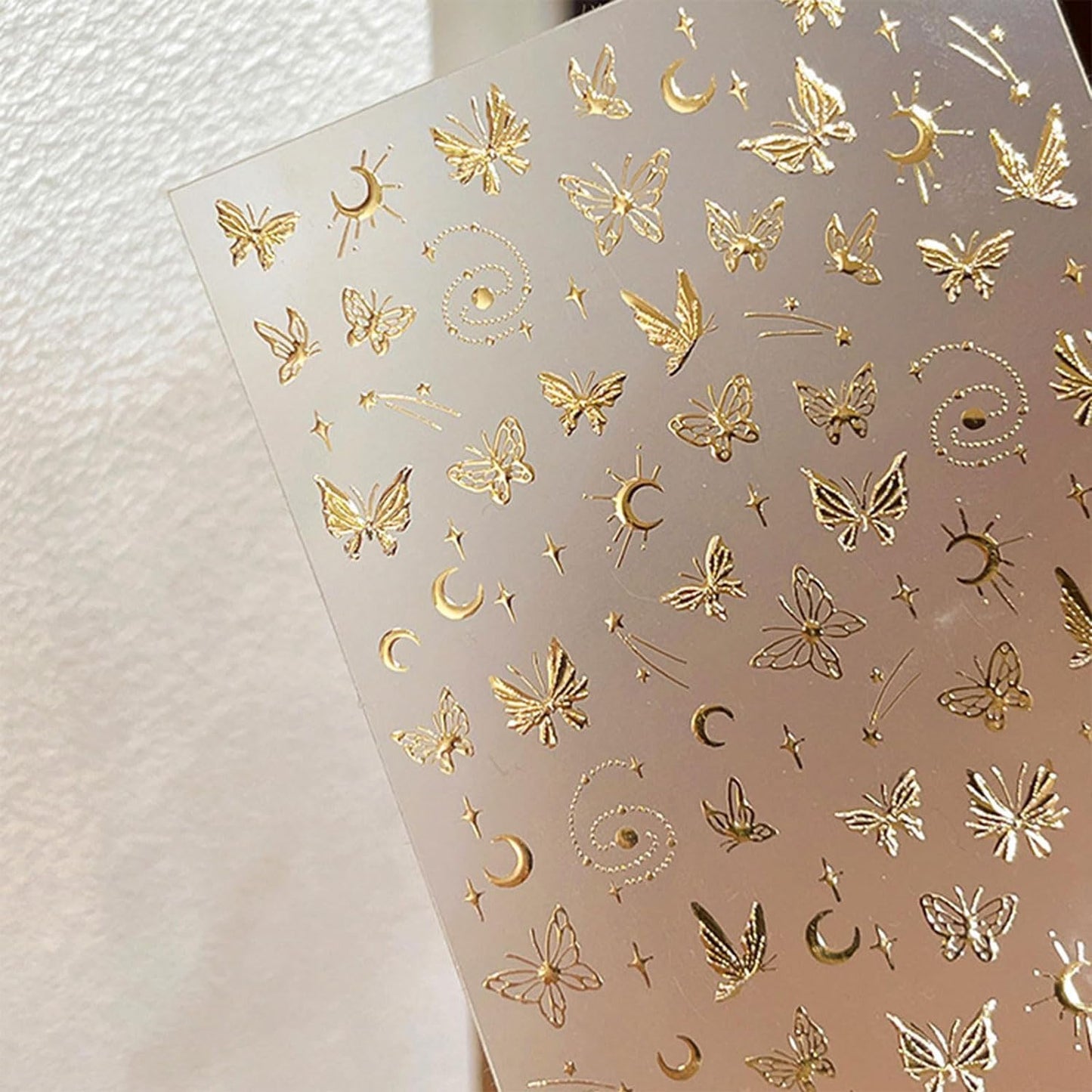 Gold Butterfly Nail Art Stickers Star Moon Nails Stickers Self-adhsive Nail Decals 5D Embossed Nail Design for Women Girls Nail Accessories