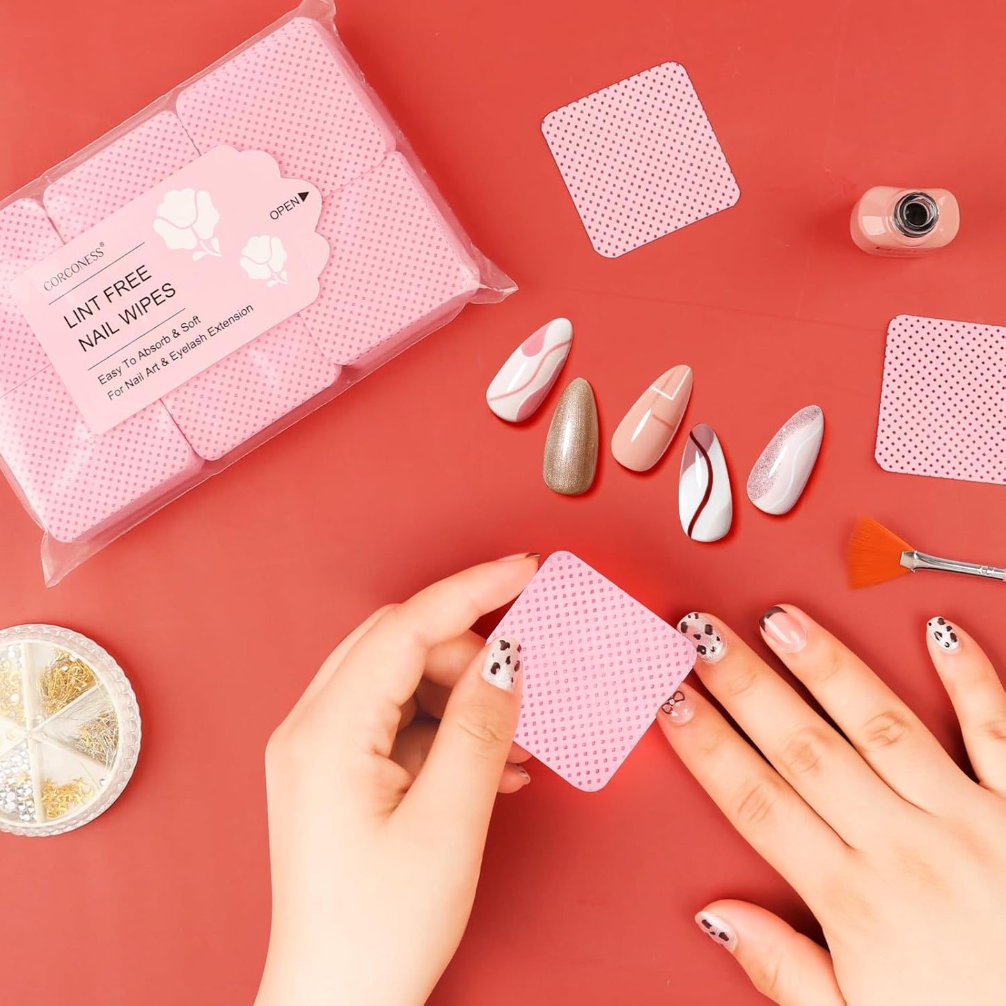 1200PCS Lint Free Nail Wipes Non-Woven Nail Polish Remover Wipes No Lint Cleaning Wipe Absorbable Eyelash Extension Glue Cleaning Wipes Dry Pads Nail Stuff Nail Supplies