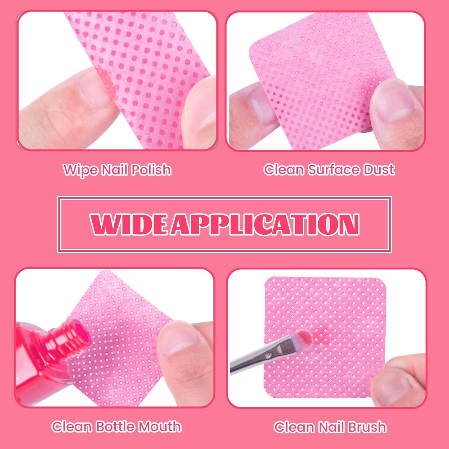 MAYEEN Lint Free Nail Wipes 400PCS Non-Woven Fabric Nail Polish Remover Wipes No Lint Nail Wipe for Gel Nails Eyelash Extensions Glue Cleaning Pad Nail Supplies