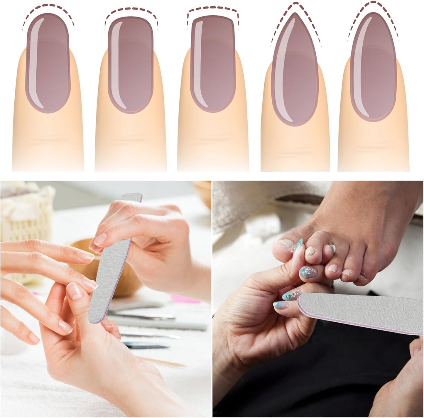 BTYMS 50 Count 100/180 Grit Nail Files for Acrylic Nails, Double Sided Emery Boards Reusable Nail Buffing Files