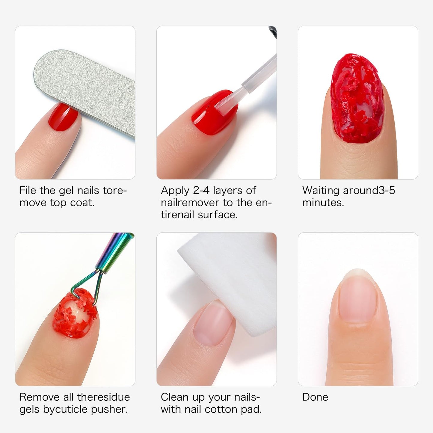 Gel Nail Polish Remover 2x15ml - No Foil No Soak, Acetone-Free, 3-5 Min Express Removal for Home DIY, Safe for Natural Nails