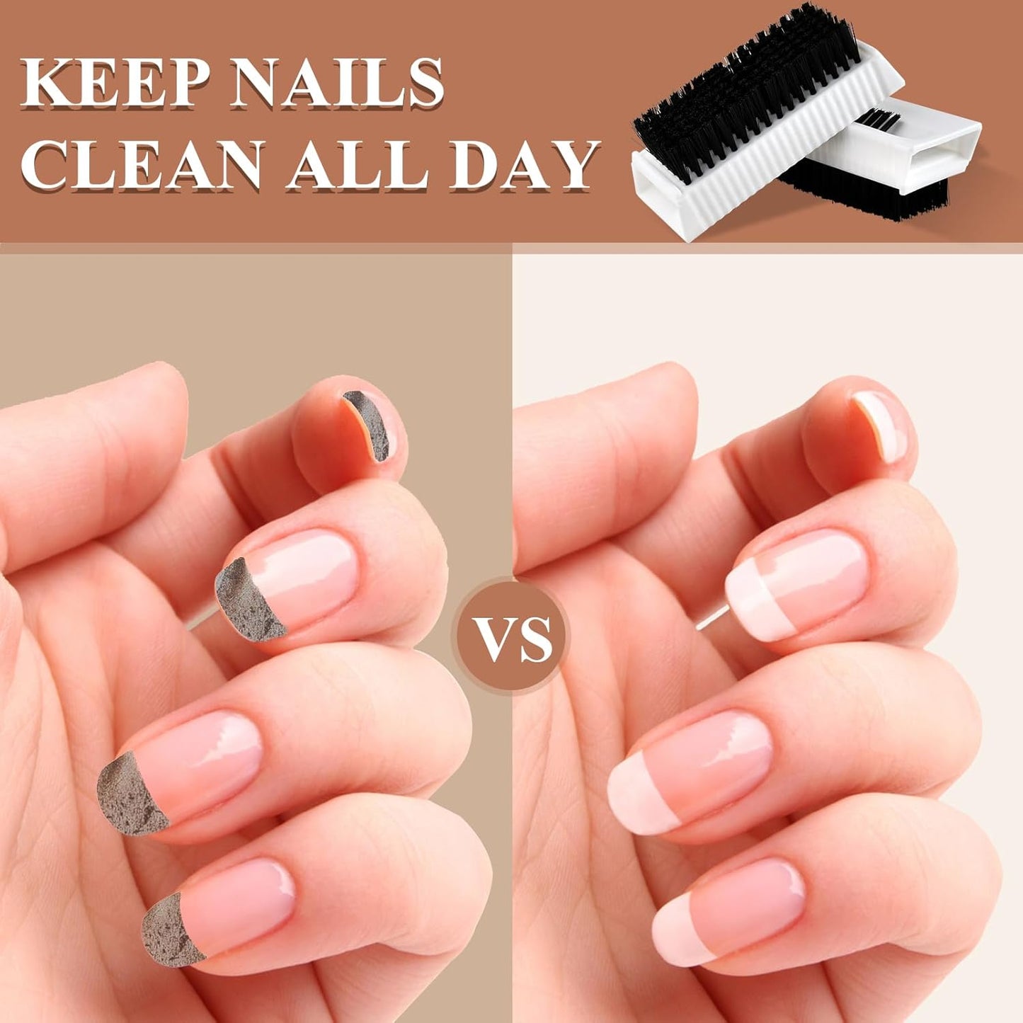 8Pcs Fingernail Brushes, Plastic Surgical Scrub Brushes for Nail Cleaning, Soft Two-Sided Non Disposable Nail Scrubber Brushes for Cleaning Nail and Toes White and Black