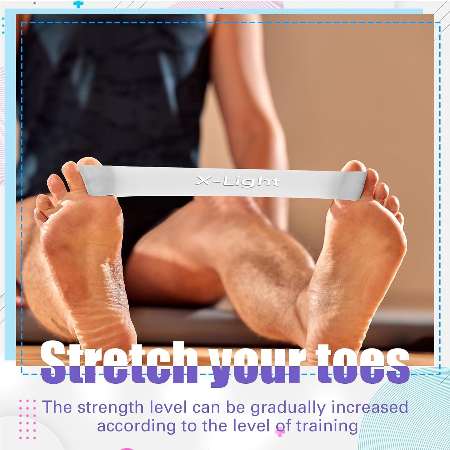 Set of 5 Toe Stretcher Bands for Bunions Correction Foot Big Toe Spacers Resistance Straightener Loop Bands with Carry Bag for Women Men Hallux Valgus Alignment Yoga Exercise(Grey)