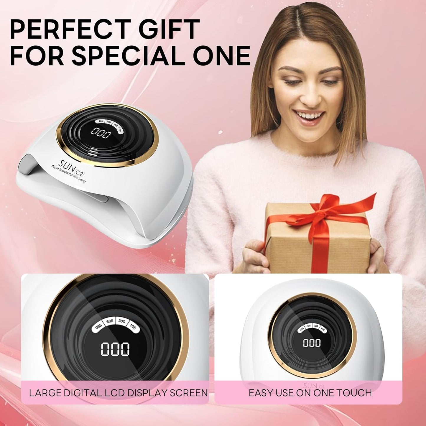 UV Light for Gel Nails, 248W Professional UV LED Nail Dryer with 63 Beads, Fast Curing Gel Polish Lamp Auto Sensor 4 Timer Setting, Nail Art Drying Tools for Home Salon Manicure