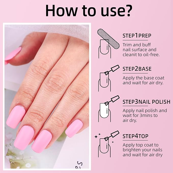 Matte Nail Polish Air Dry Nail Lacquer for Nail Art Varnish, Mist Effect Matte Finish Velvet Nail Polish, 0.35 fl oz (Dusty Pink-03, 10 ML)