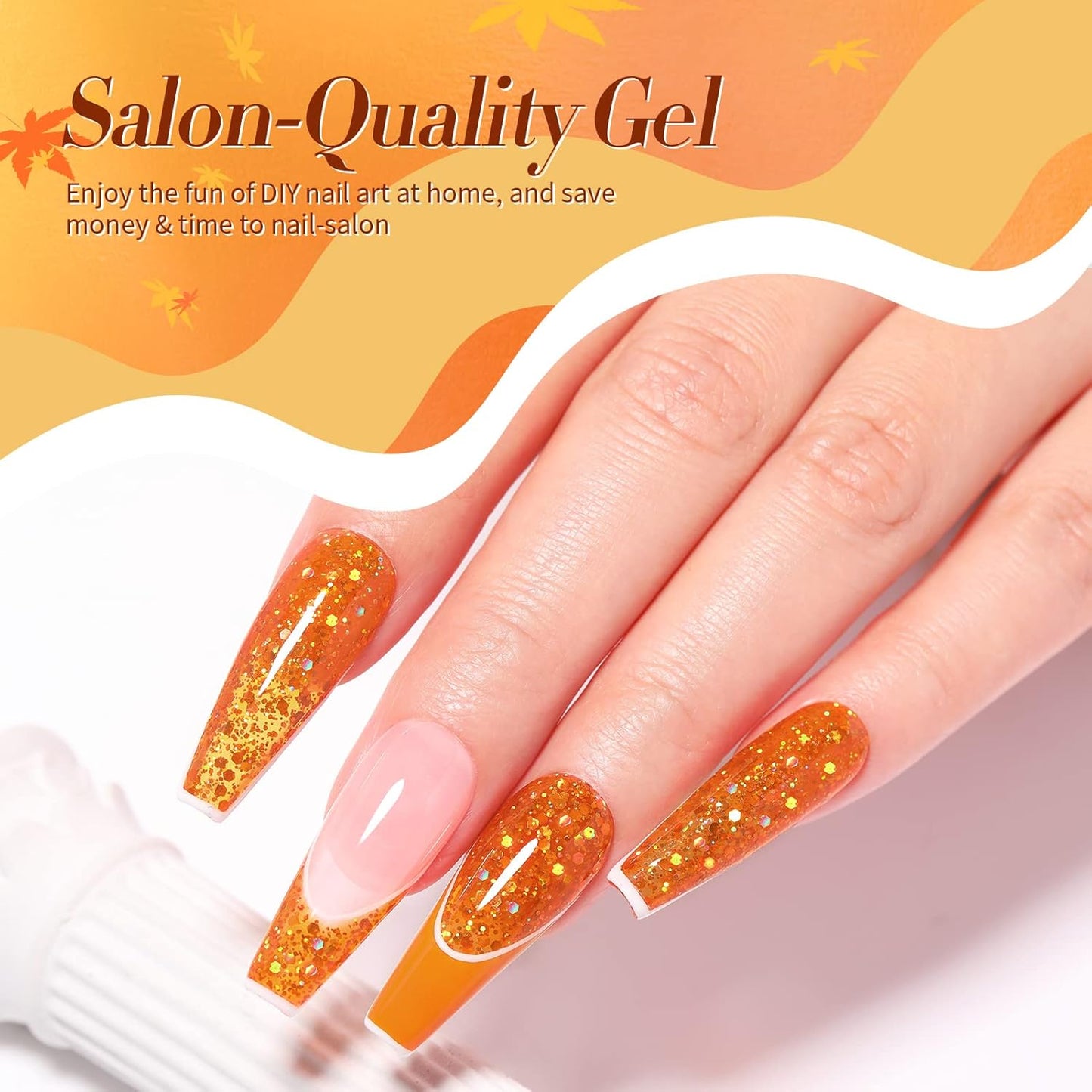 BORN PRETTY Fall Winter Gel Nail Polish Pumpkin Red Caramel Orange Brown Halloween Gel Nail Kit Cozy Campfire Autumn Gel Polish Set Nail Art Manicure Collection Christmas Gift 6PCS 7ML