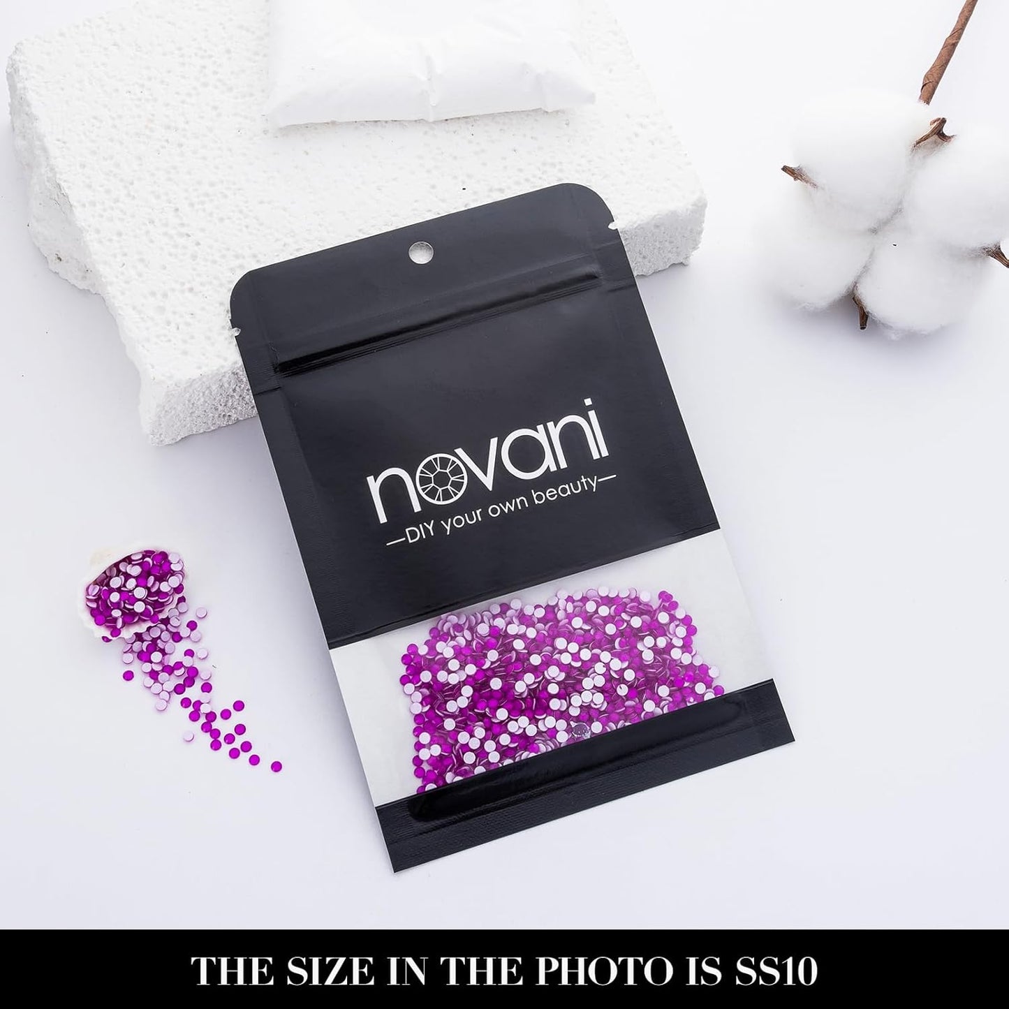 Novani 3000 Pieces Flatback Rhinestones Glass Round Gems Neon-Purple Crystals for Nail Art DIY Crafts Clothes Shoes,SS10,2.7-2.9mm