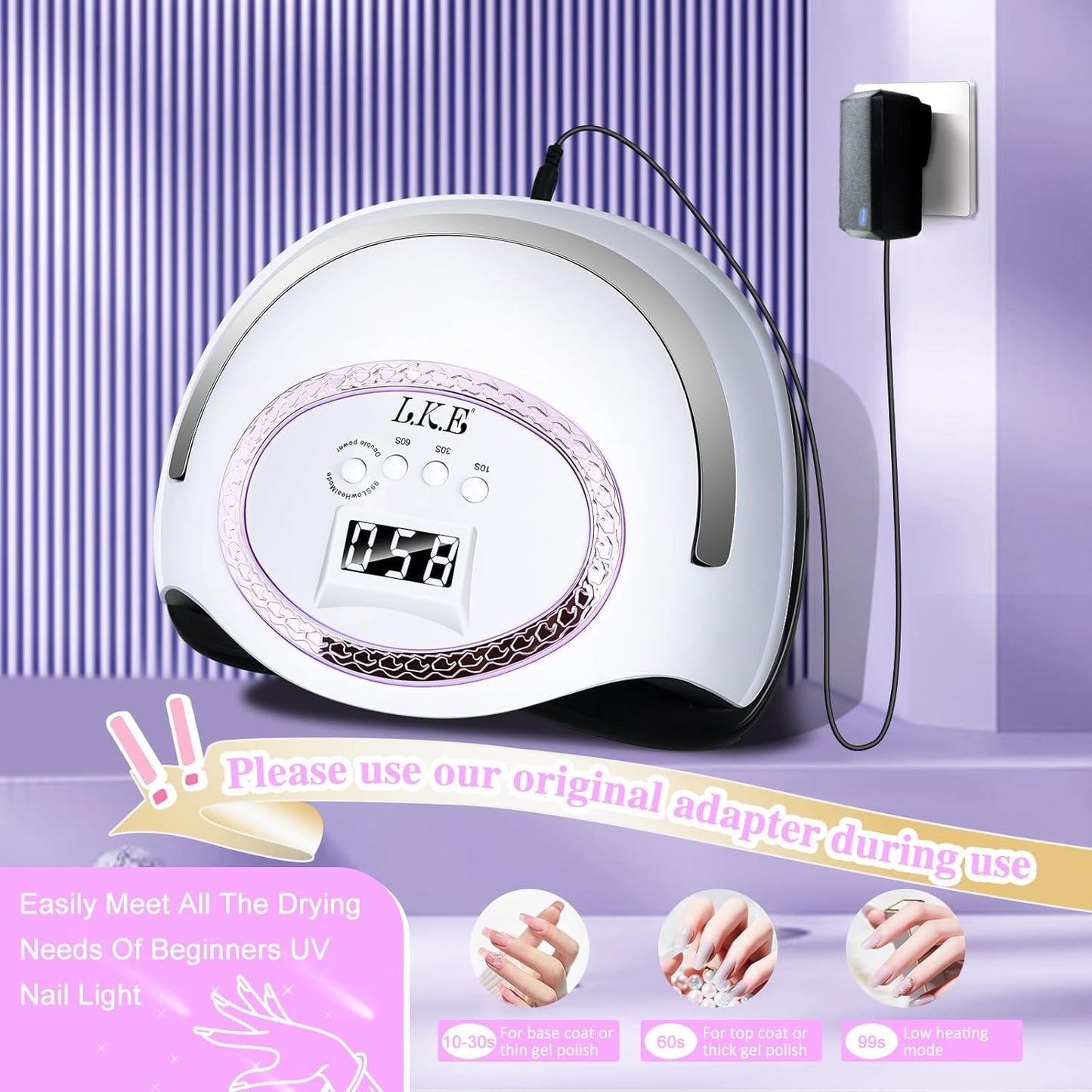 288W UV Nail Lamp, LKE UV Light for Gel Nails with 4Timers Professional UV Nail Light,LCD Display (Extra Medium)