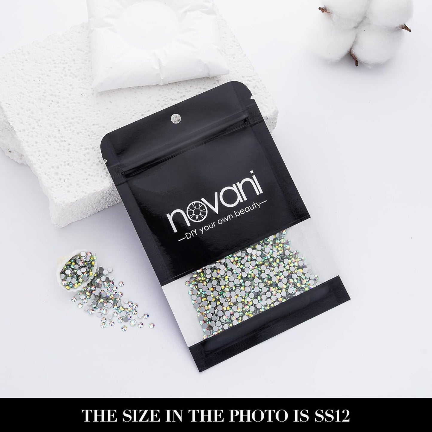 Novani 3000 Pieces Flatback Rhinestones Glass Round Gems AB Crystals for Nail Art DIY Crafts Clothes Shoes,SS12,3.0-3.2mm