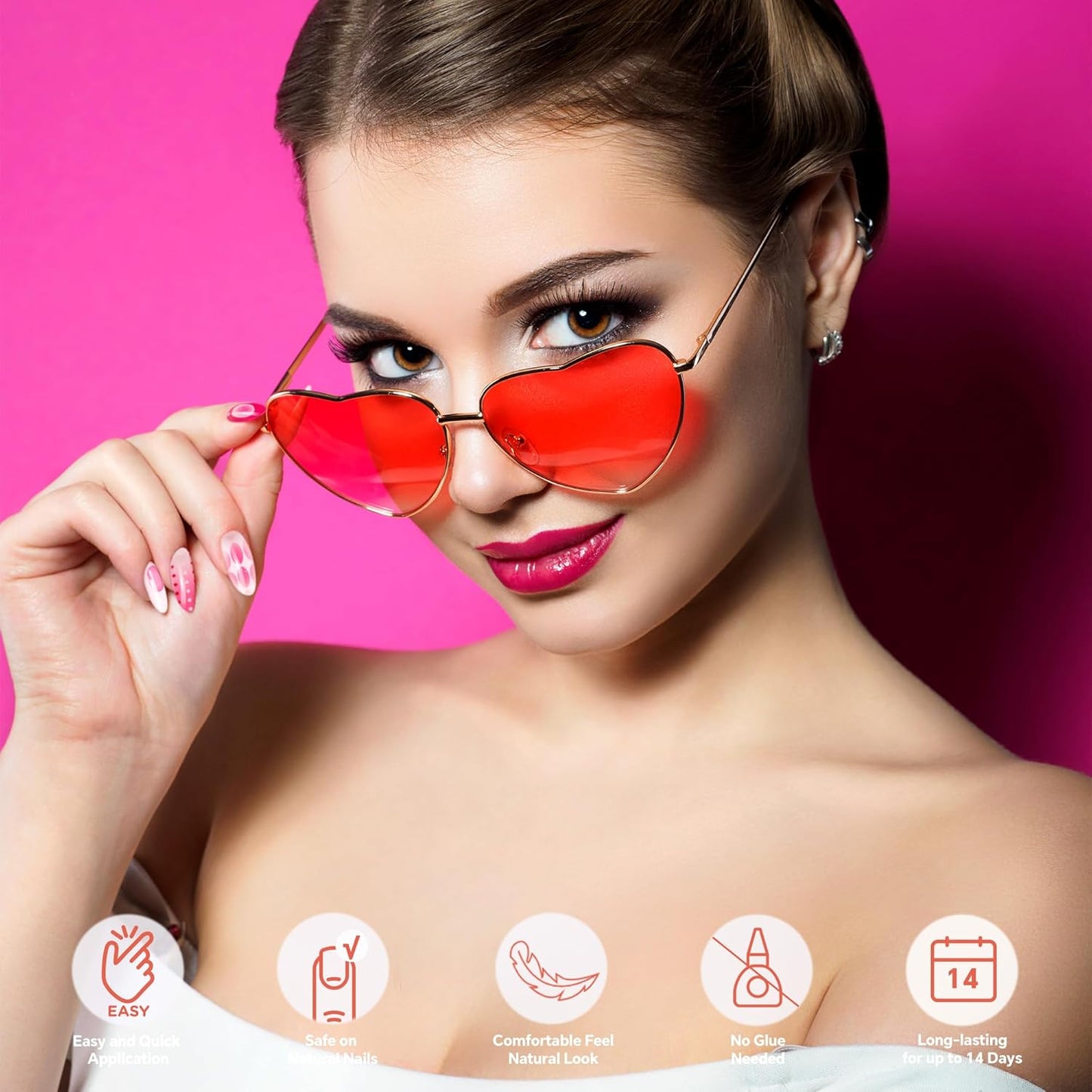 Semi Cured Gel Nail Strips-Salon Quality Semi-Cured Gel Press On Nails Stickers Strengthening Quick DIY Nail Art Manicure Kits for Women at Home(Cotton Candy Sparkle)