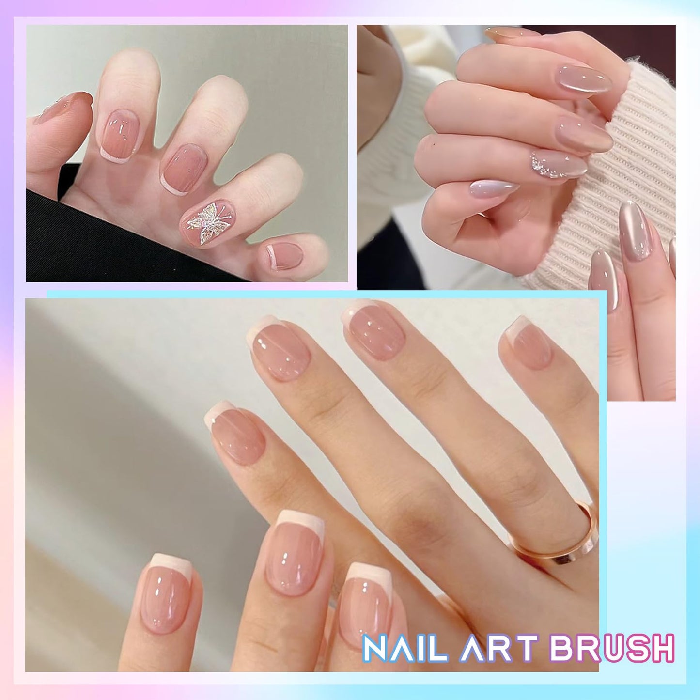 SILPECWEE 1pc French Nail Brush - Acrylic Nail Art Brushes & Polish Brush for French Tip Manicure