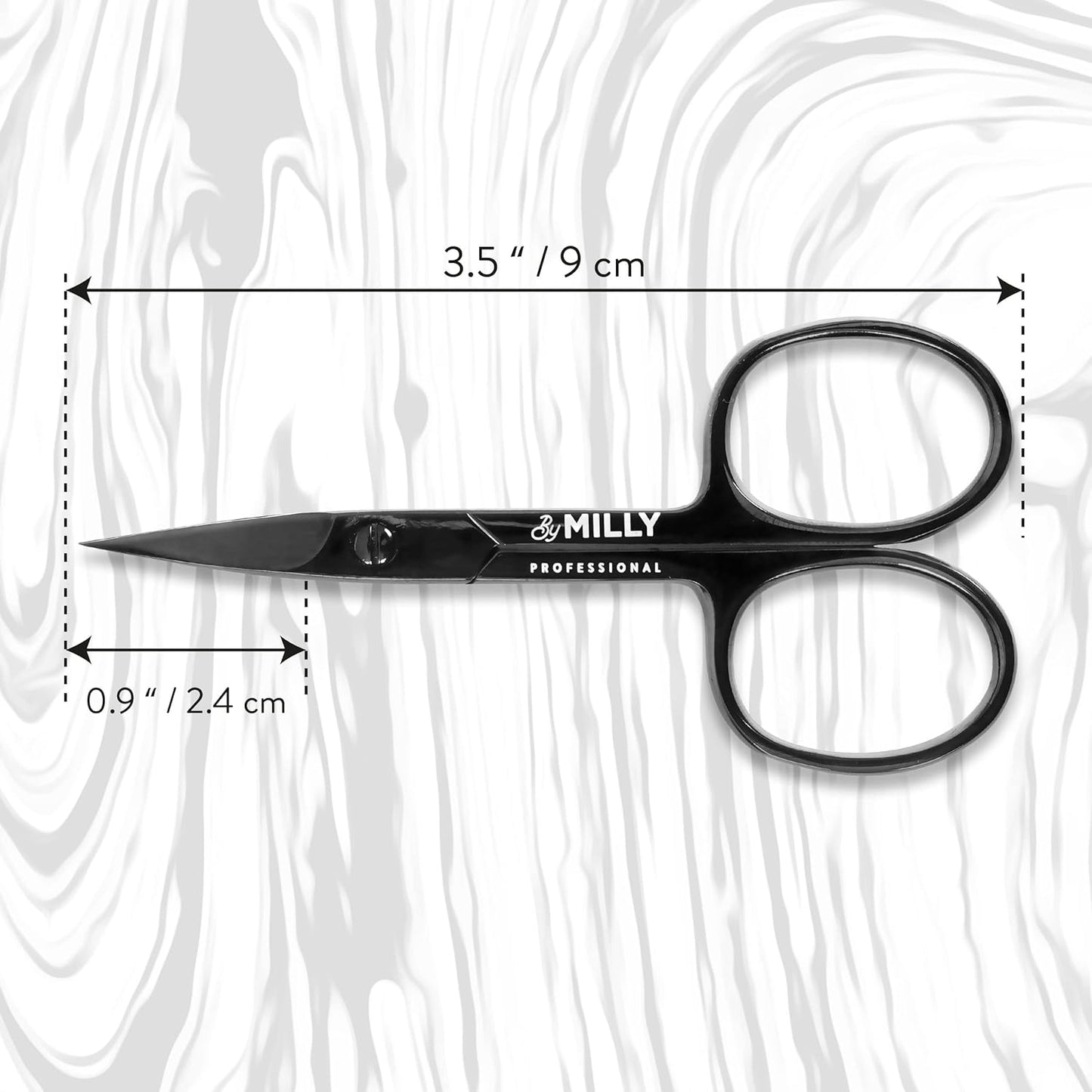 Professional Nail Scissors | High Carbon Stainless Steel | Manicure | Razor Sharp Curved Blade for Women - 100% Stainless Steel Beauty Scissors for Nails (Black)
