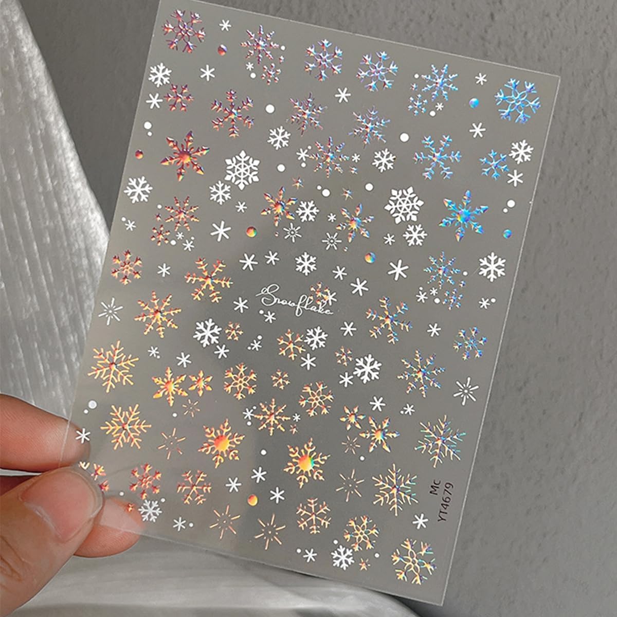 2 Sheets Snowflake Nail Stickers 3D Self-Adhesive Laser Silver Snow Flake Holiday Nail Art Stickers Winter Xmas Nail Decals Snowflake Nails Design Christmas Sticker Decoration for Women Nail Art Kit