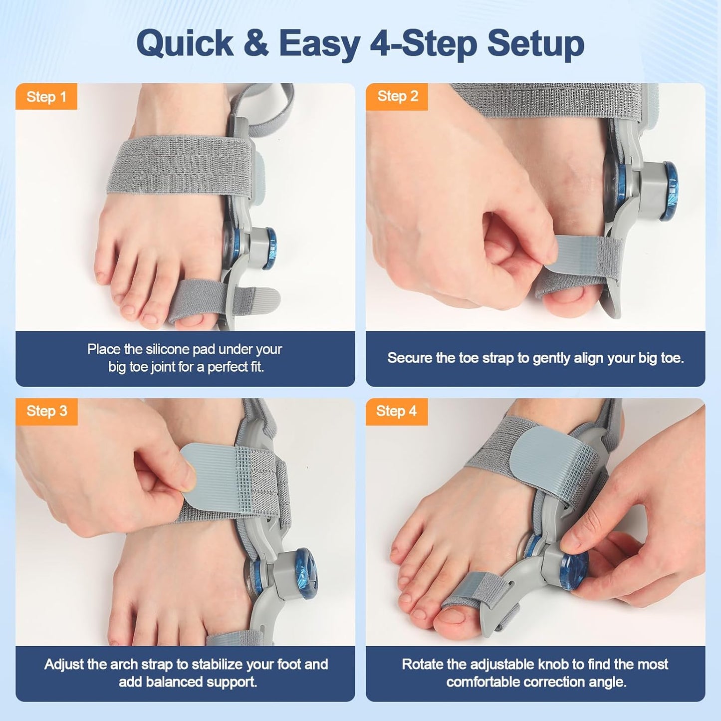 Bunion Corrector for Women Men Big Toe,Adjustable Knob Bunion Corrector for Bunion Relief,Bunion Fix with Bunion Silicone Pad,Suitable for Left and Right Feet(2PCS)