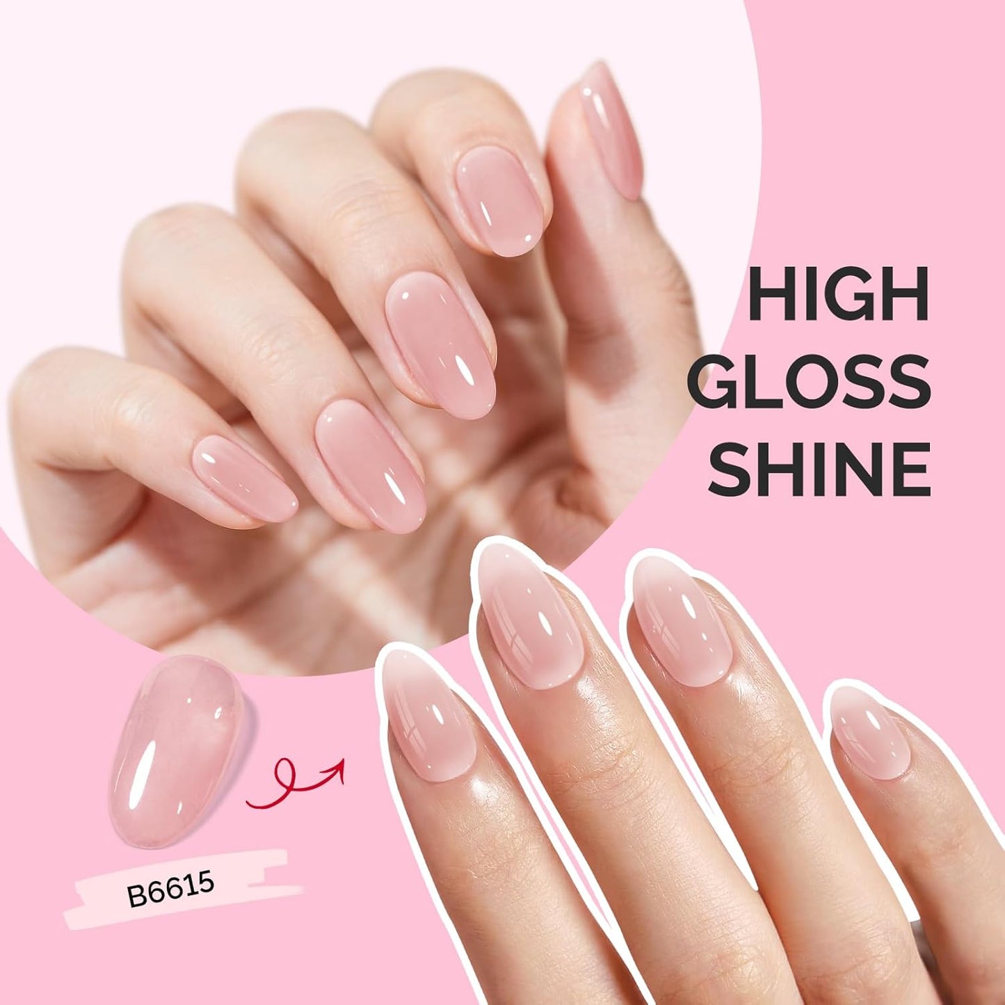 MelodySusie Jeweliver Gel Nail Polish, 0.5Fl.oz Pink Gel Polish Cream Color Soak Off UV LED Light Cure Gift for Women Manicure Nail Art DIY at Home B6615