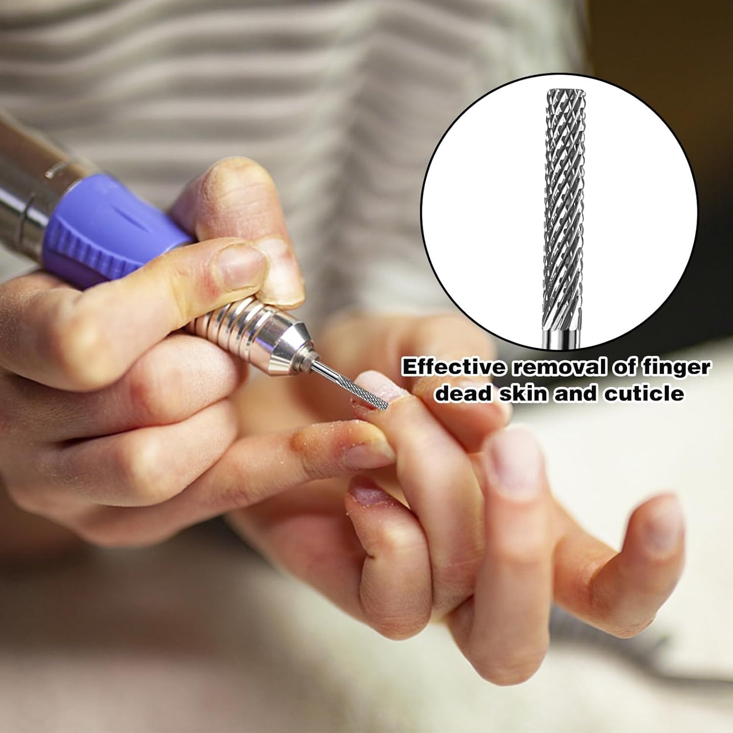 2Pcs 3/32" Carbide Nail Tungsten Drill Bits Cuticle Bit, Nail Tech Supplies Rotate Bits for Nail Drill for Dead Skin, Electric Cuticle Drill Bits for Nails Drill Bits Nail Tech Cleaning Nails(Sliver)