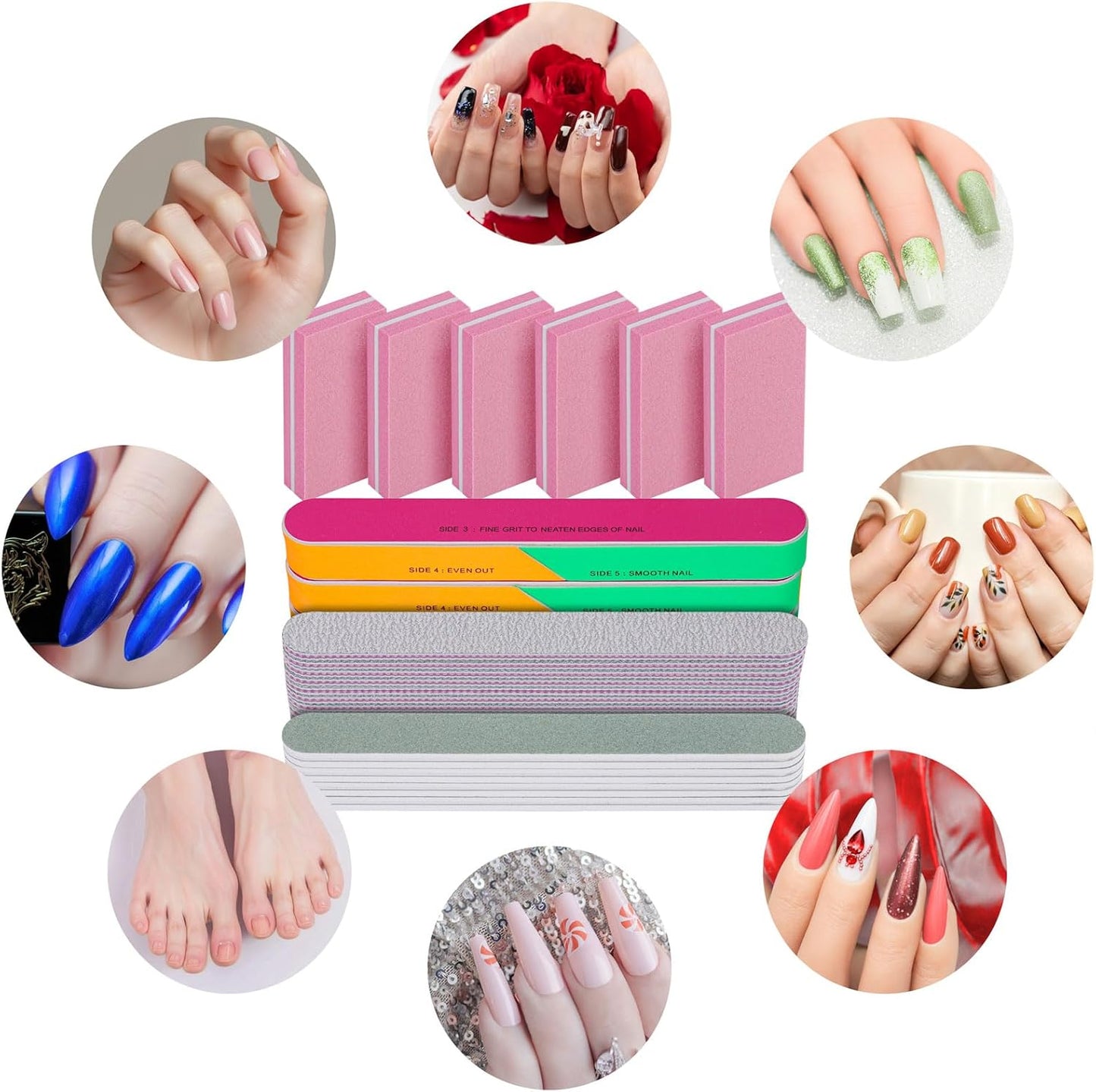 Nail Files and Buffers Set- 32Pcs Manicure Tools Emery Board for Nails, 100/180 Grit, Multiple Sides