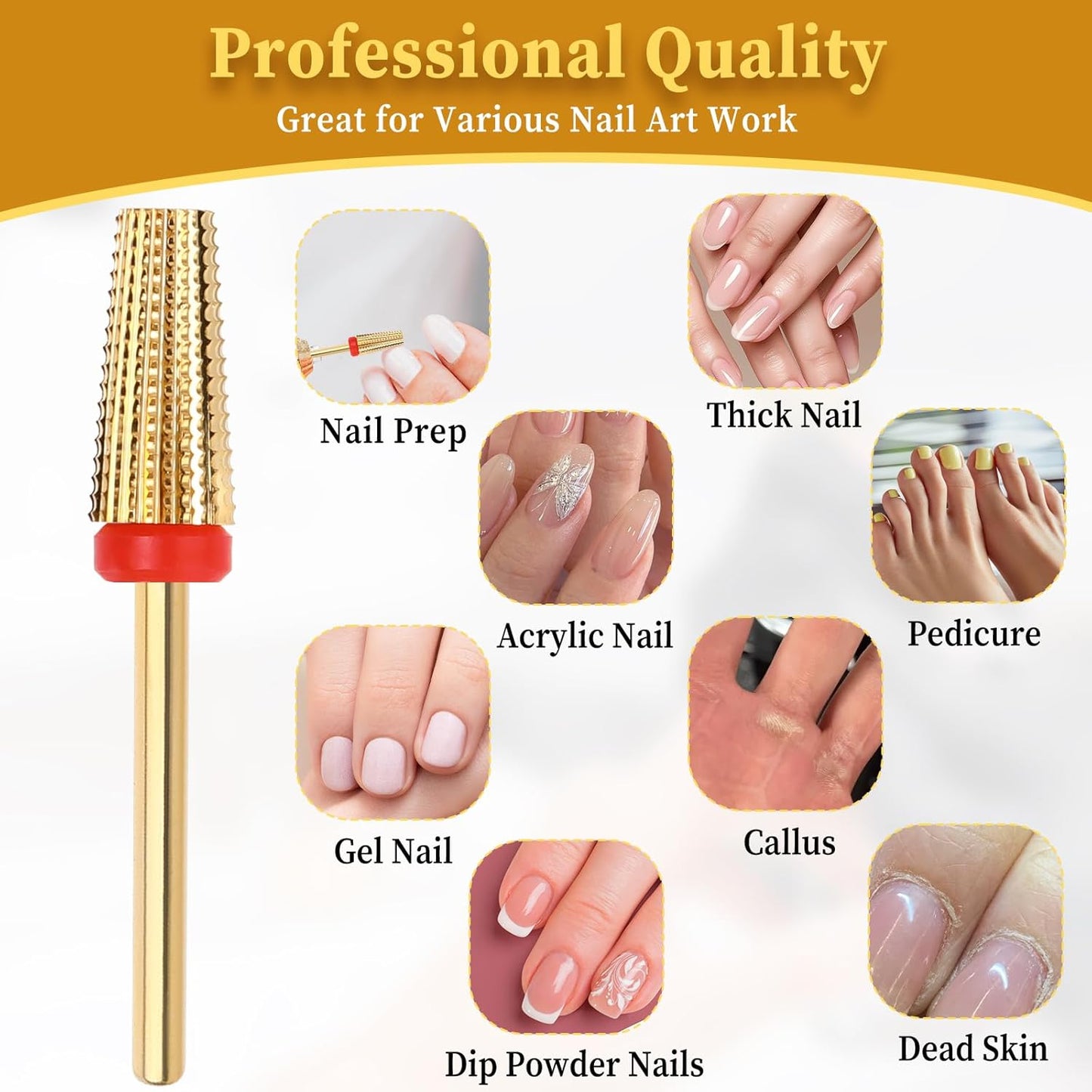 5 in 1 Nail Drill Bits Carbide Tungsten Nail Bits Two Way Rotate Professional Advanced Safety Bits Electric File Tool Drills Fast Remove for Manicure Pedicure Cuticle Acrylic Hard Gel Nails Polishing