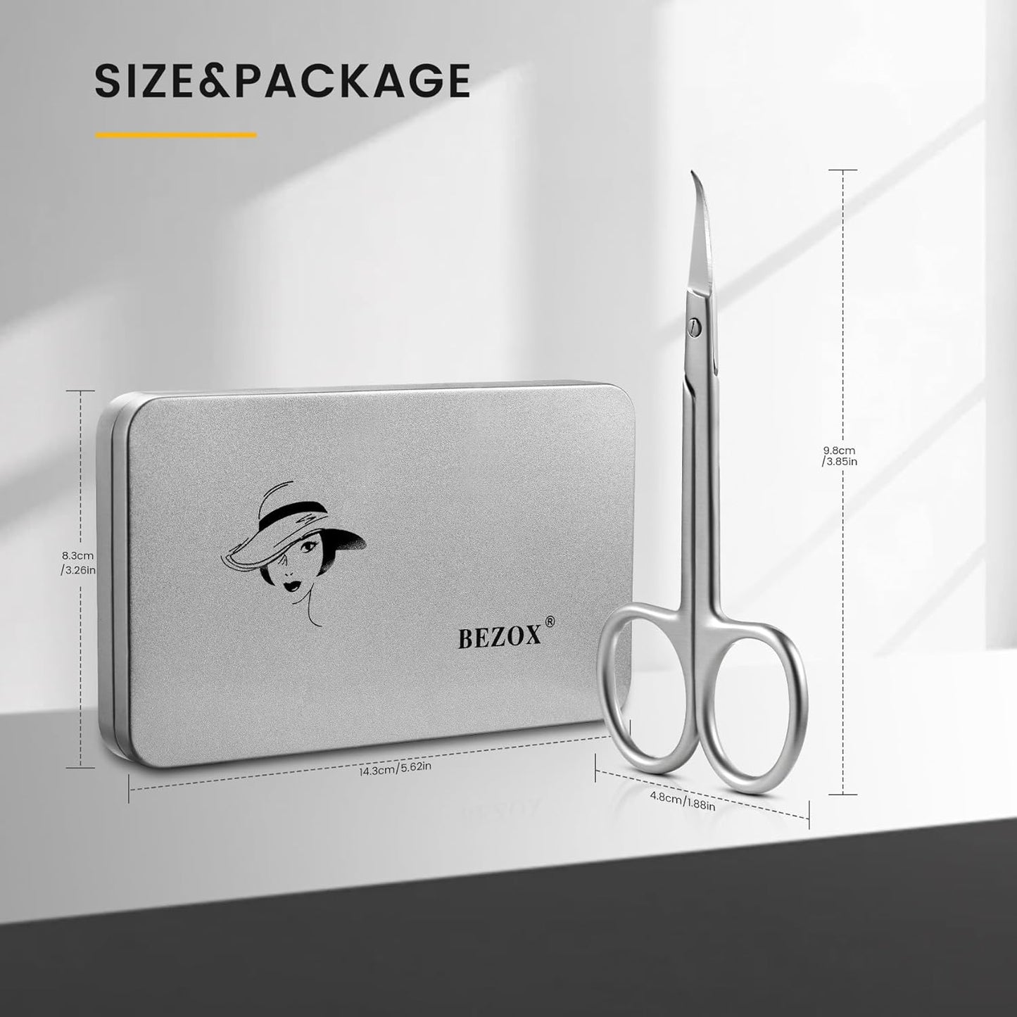 BEZOX Precision Curved Tip Cuticle Scissors - Russian Style Sharp Nail Dead Skin and Hangnail Scissor, Professional Cuticle Trimmer with Sharp, Thin Blade - Ideal for Right & Left-Handed Use