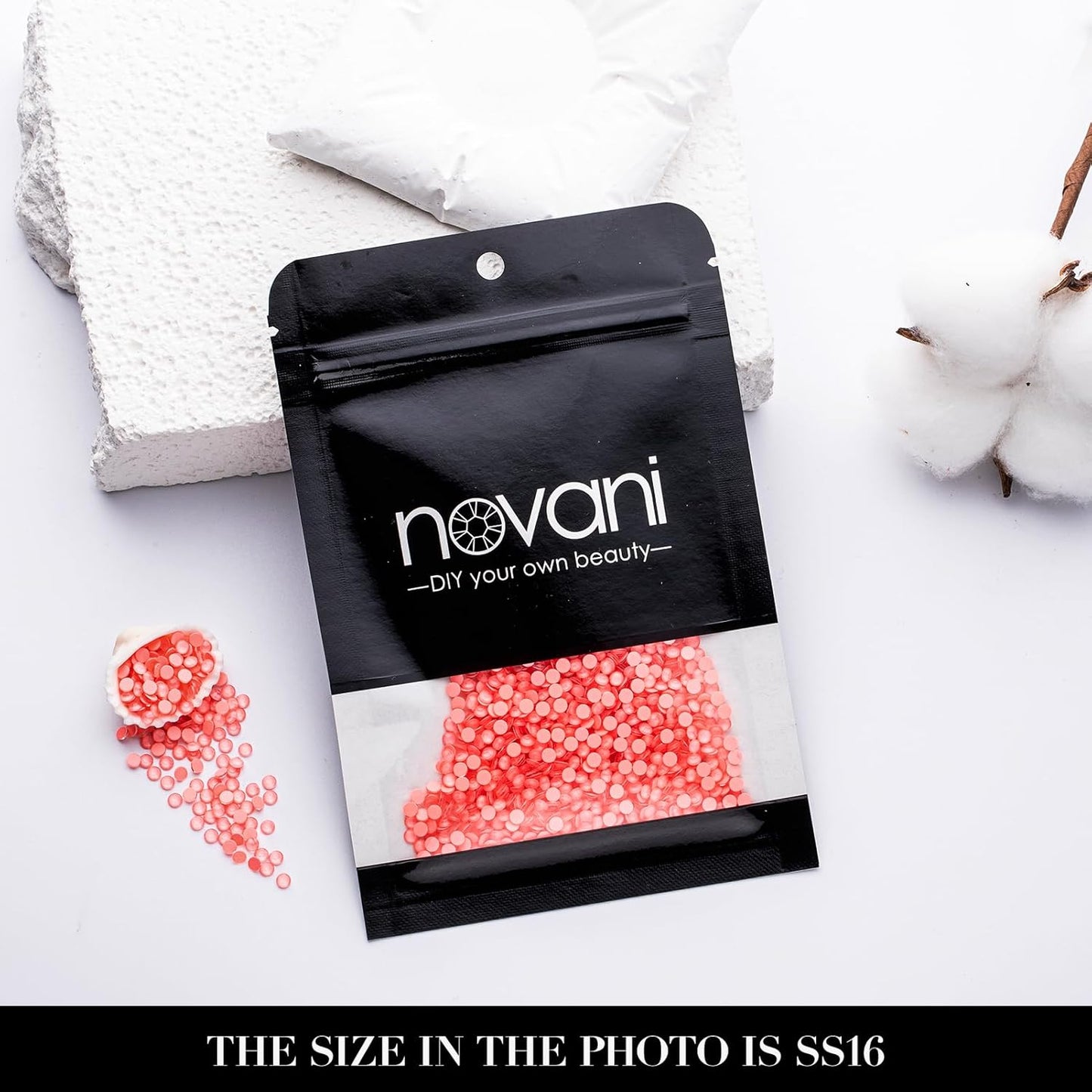 Novani 3000 Pieces Flatback Rhinestones Glass Round Gems Mocha Lt.red Crystals for Nail Art DIY Crafts Clothes Shoes,SS16,3.8-4.0mm