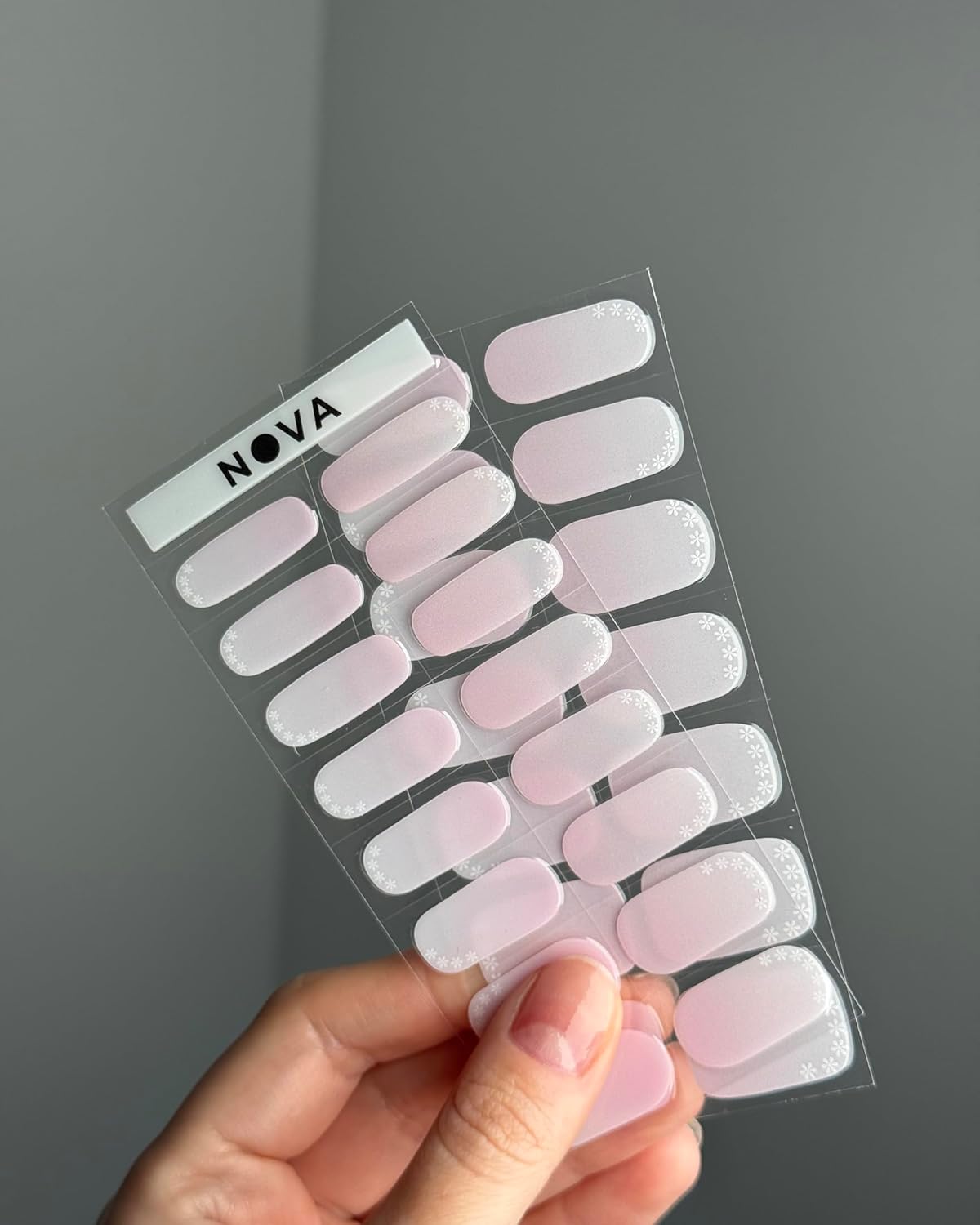 NOVA, Female Founded, Semi Cured Gel Nail Strips (Dear Daisy) - The 10 Minute Manicure. Salon-Quality, Works w/Any Lamp, Easy to Apply - Incl. Nail File & Stick (Dear Daisy)