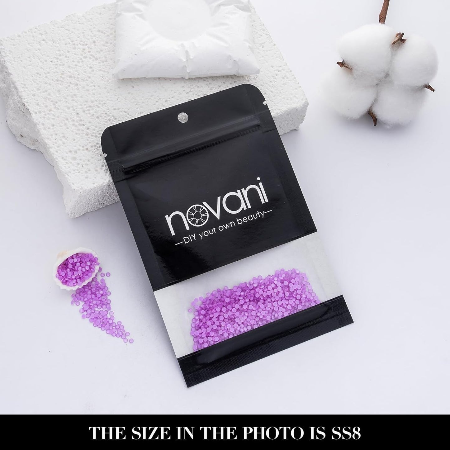 Novani 3000 Pieces Flatback Rhinestones Glass Round Gems Mocha Lt.Purple Crystals for Nail Art DIY Crafts Clothes Shoes,SS8,2.3-2.5mm